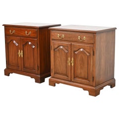 Henkel Harris Georgian Solid Mahogany Nightstands, Pair