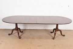 Henkel Harris Georgian Solid Mahogany Pedestal Dining Table, Newly Refinished