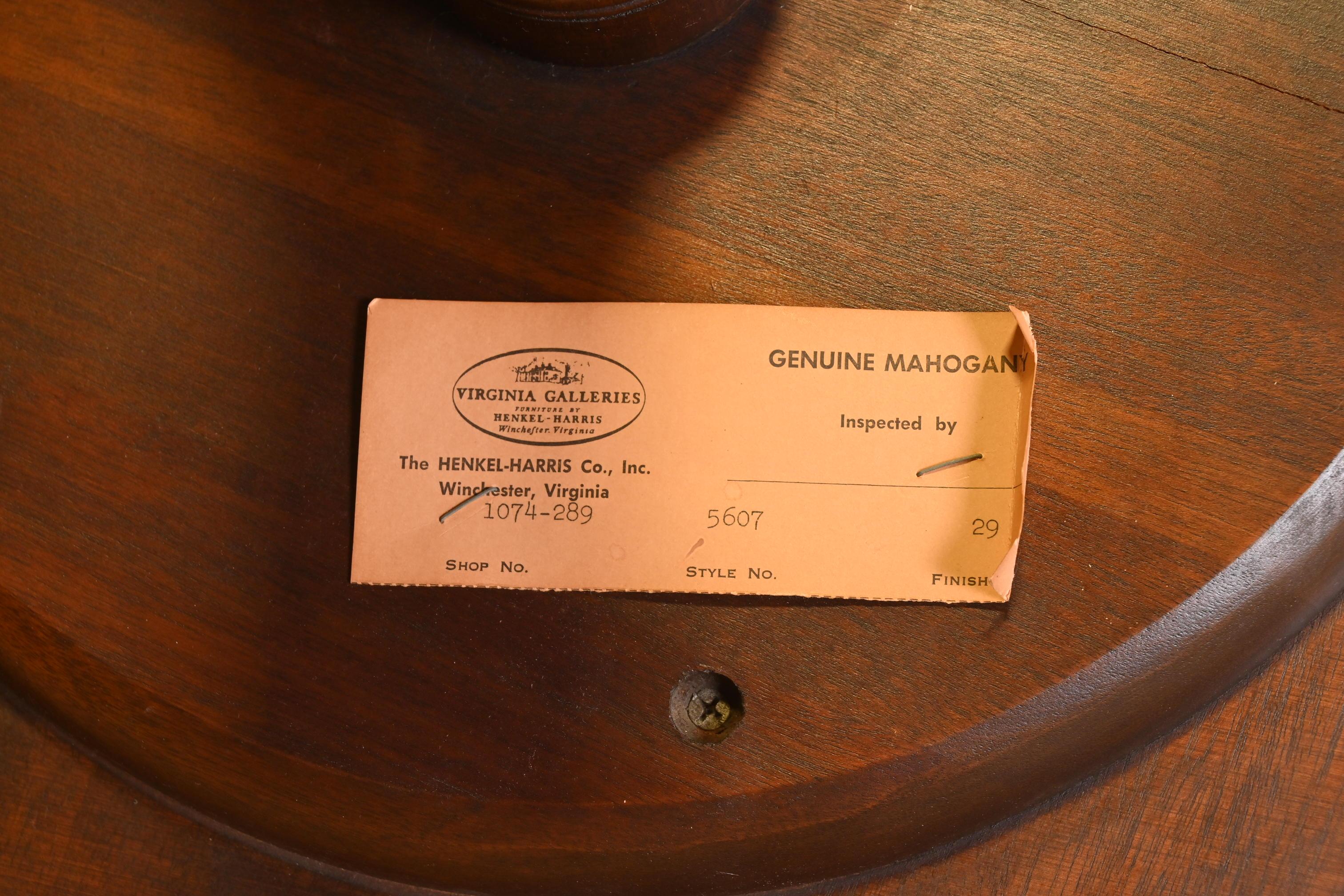 Henkel Harris Georgian Solid Mahogany Pedestal Tea Table For Sale 7