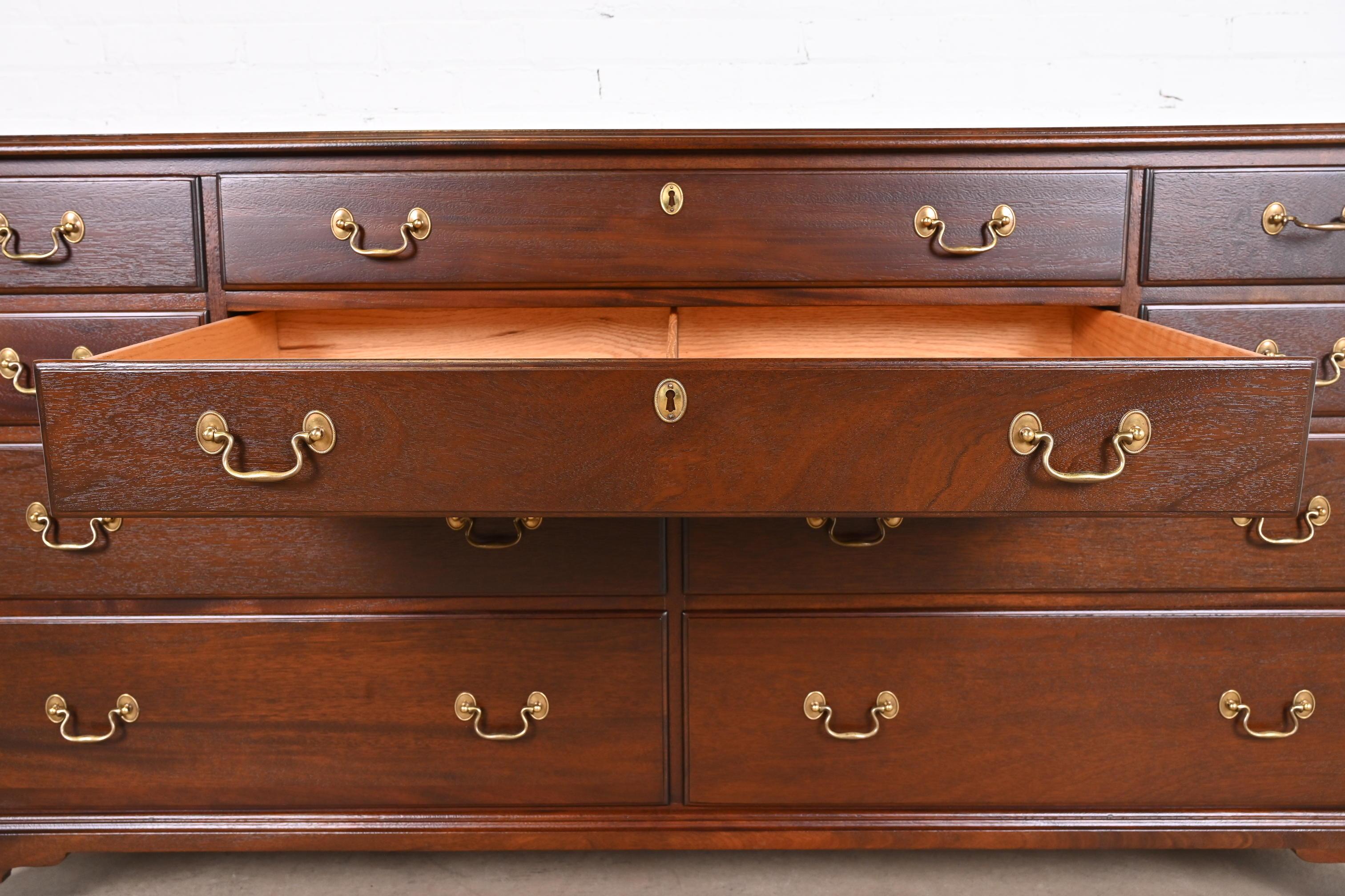 Henkel Harris Georgian Solid Mahogany Ten-Drawer Dresser, Newly Refinished 5