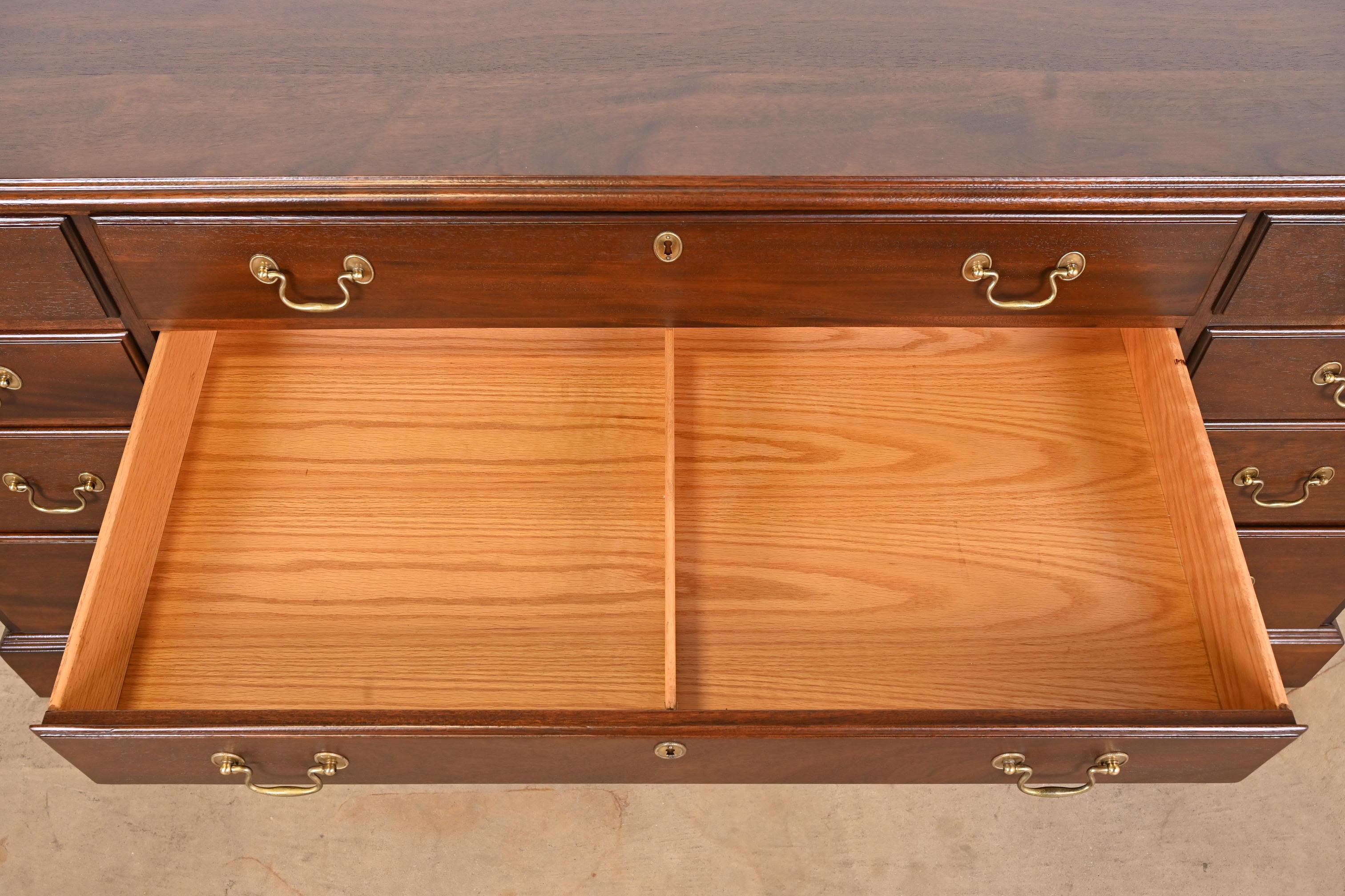 Henkel Harris Georgian Solid Mahogany Ten-Drawer Dresser, Newly Refinished 6