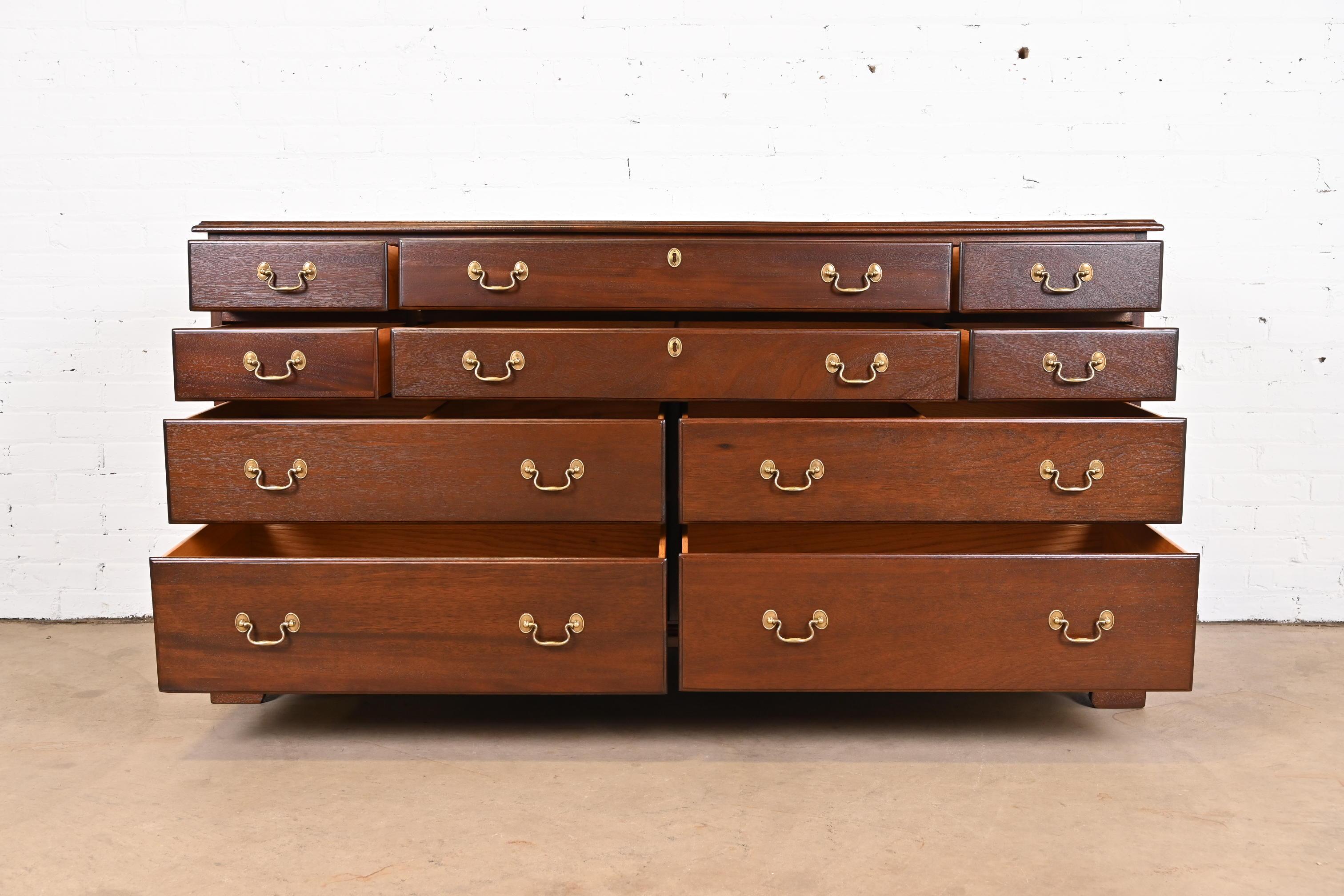 Henkel Harris Georgian Solid Mahogany Ten-Drawer Dresser, Newly Refinished 1