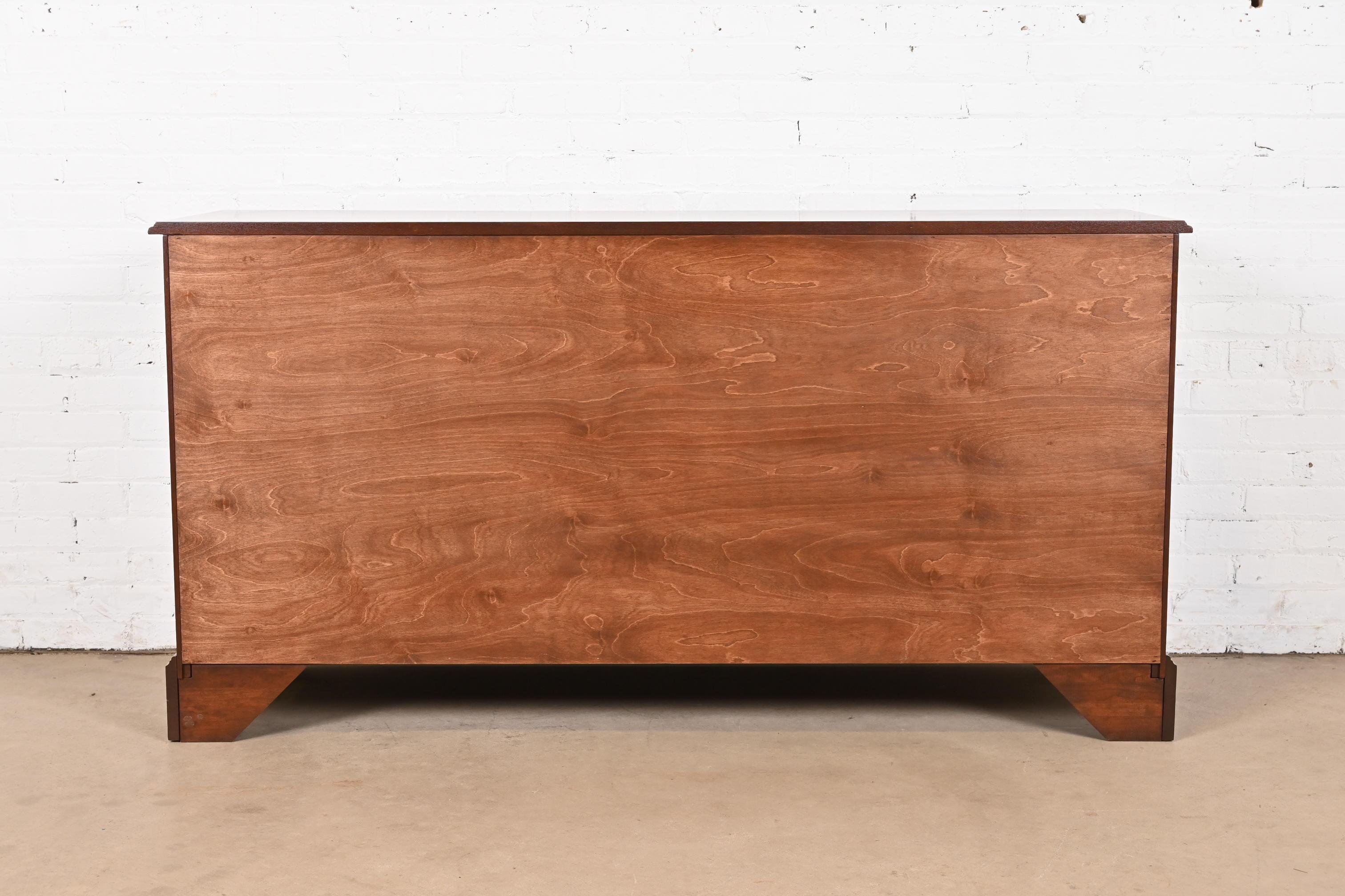 Henkel Harris Georgian Solid Mahogany Ten-Drawer Dresser or Credenza, Refinished For Sale 6