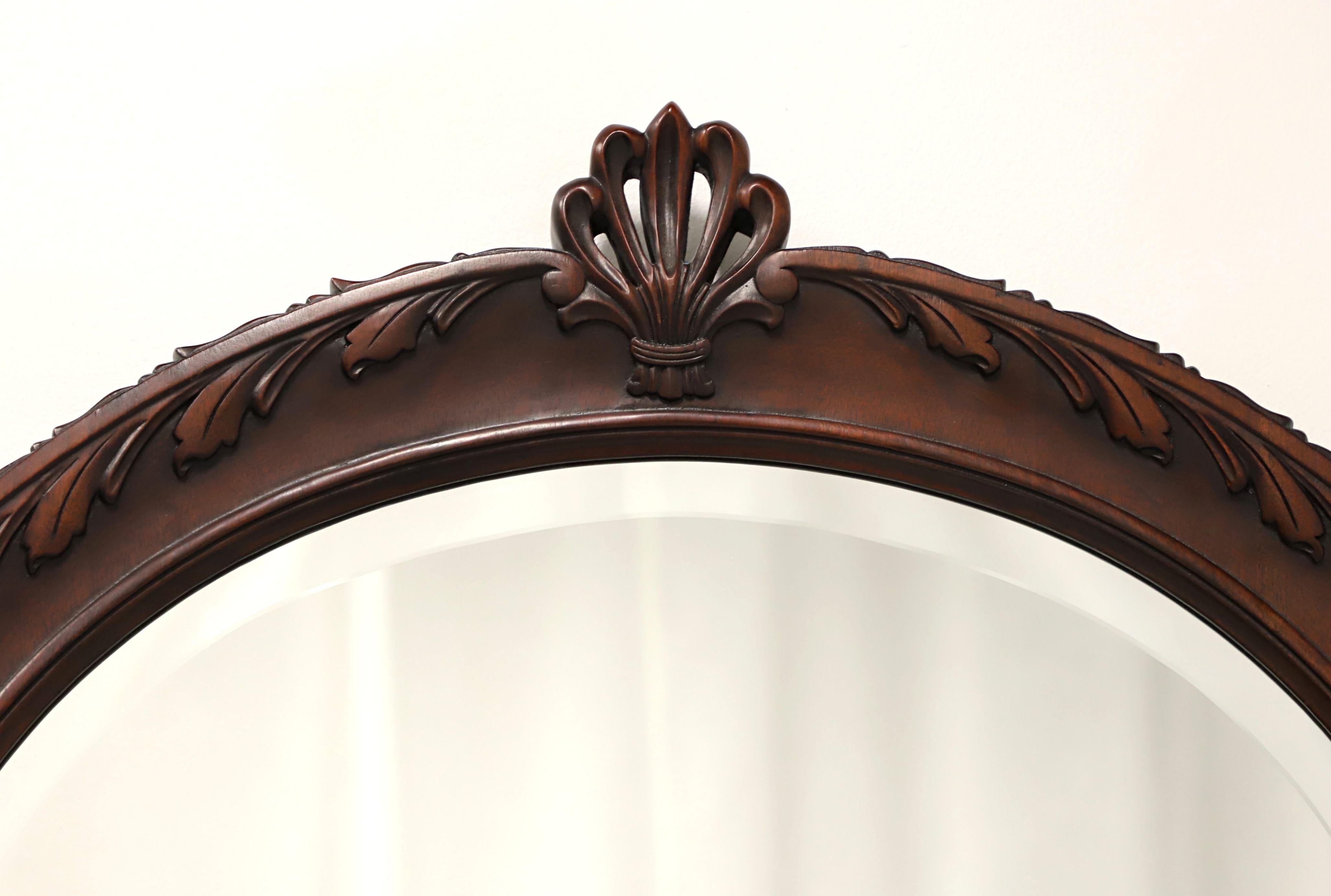 Georgian HENKEL HARRIS H-30 29 Carved Mahogany Traditional Large Beveled Wall Mirror - A For Sale
