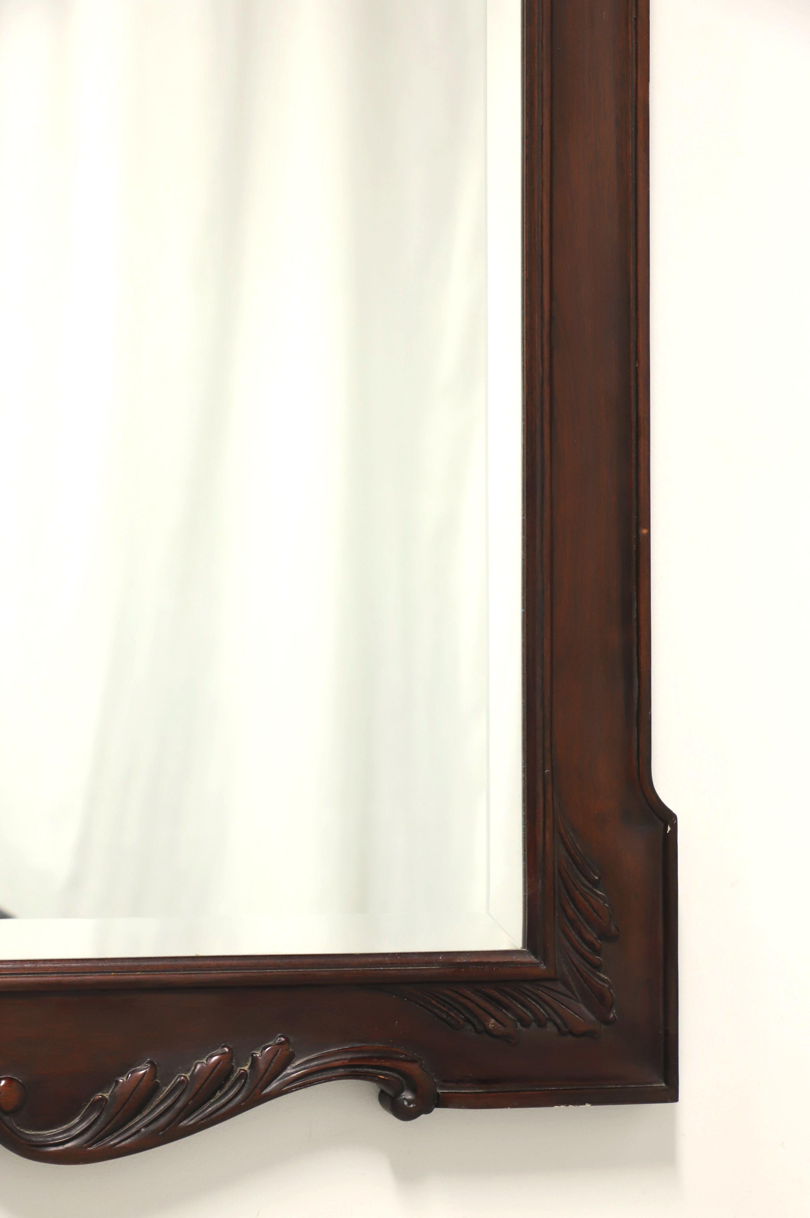 20th Century HENKEL HARRIS H-30 29 Carved Mahogany Traditional Large Beveled Wall Mirror - B For Sale