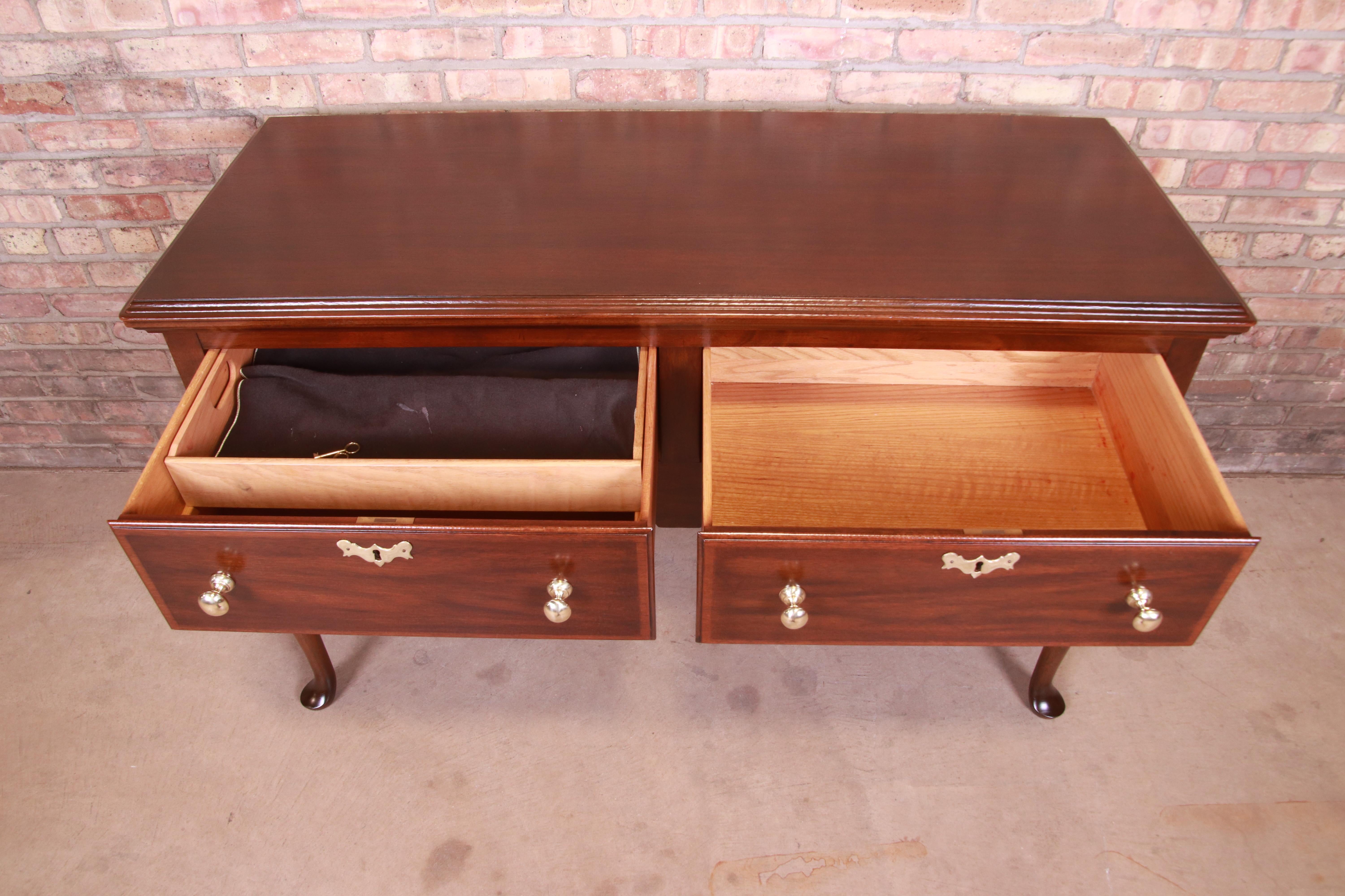 20th Century Henkel Harris Mahogany Queen Anne Sideboard Buffet, Newly Refinished For Sale