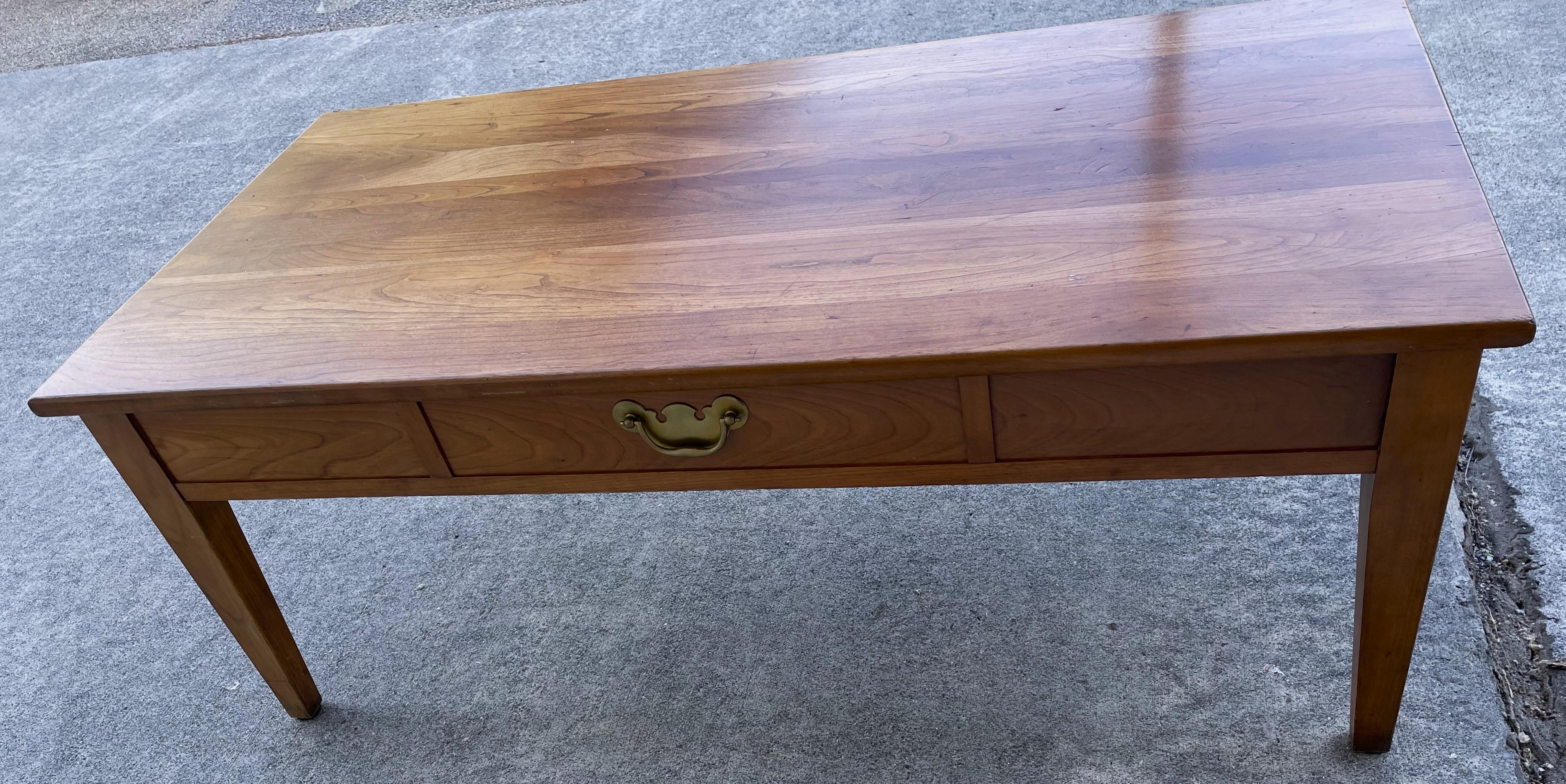 American Henkel Harris Mid Century Solid Wild Cherry Shaker Style Coffee Table