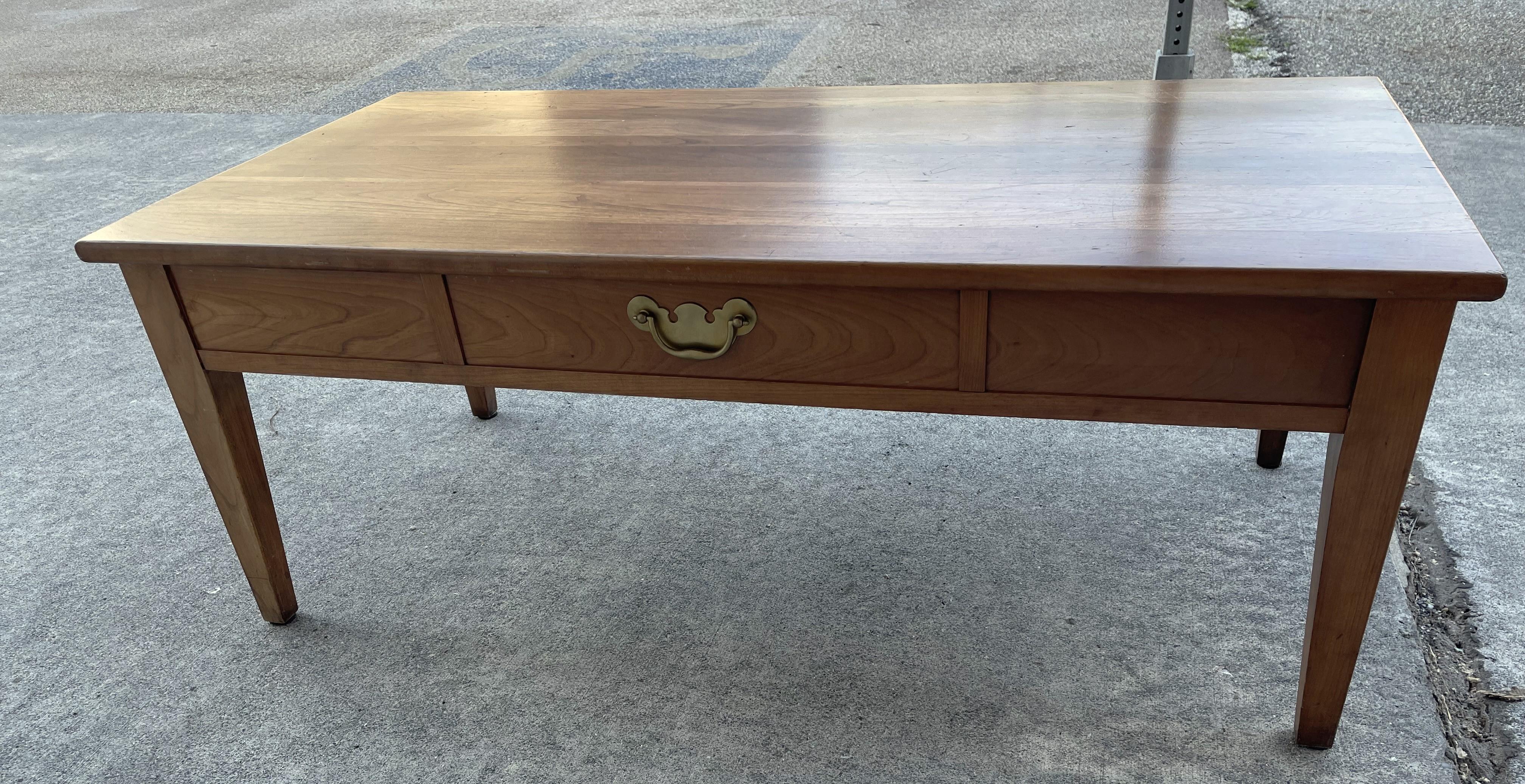 Henkel Harris Mid Century Solid Wild Cherry Shaker Style Coffee Table In Good Condition In Clifton Forge, VA