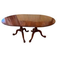 Henkel Harris Oval Wild Black Cherry Queen Anne 2 Pedestal Dining Table 1 Leaf