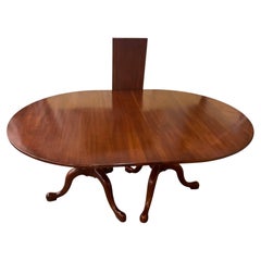 Henkel Harris Oval Wild Black Cherry Queen Anne 2 Pedestal Dining Table 1 Leaf