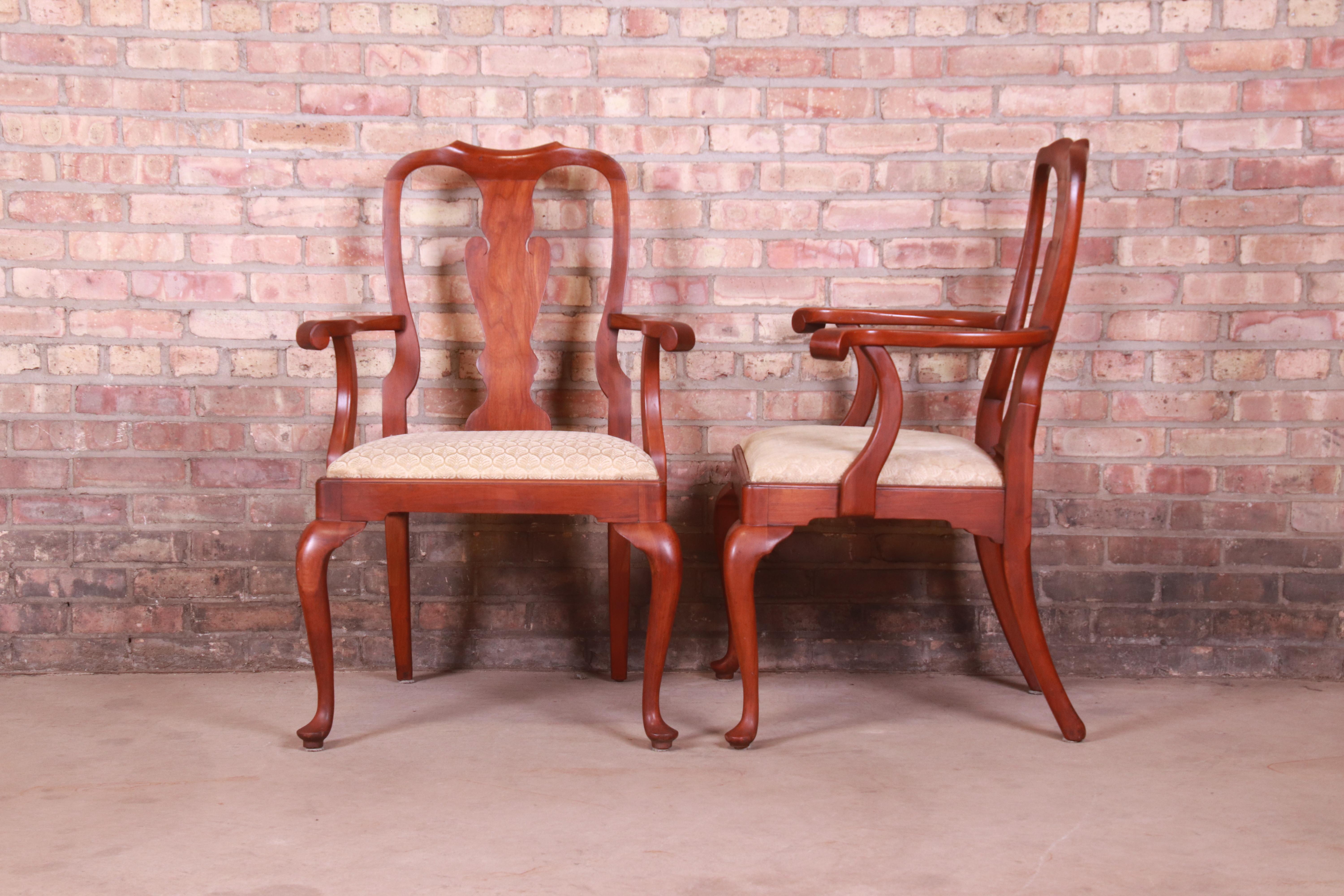 Henkel Harris Queen Anne Cherry Wood Fiddle Back Dining Chairs, Set of Six 7