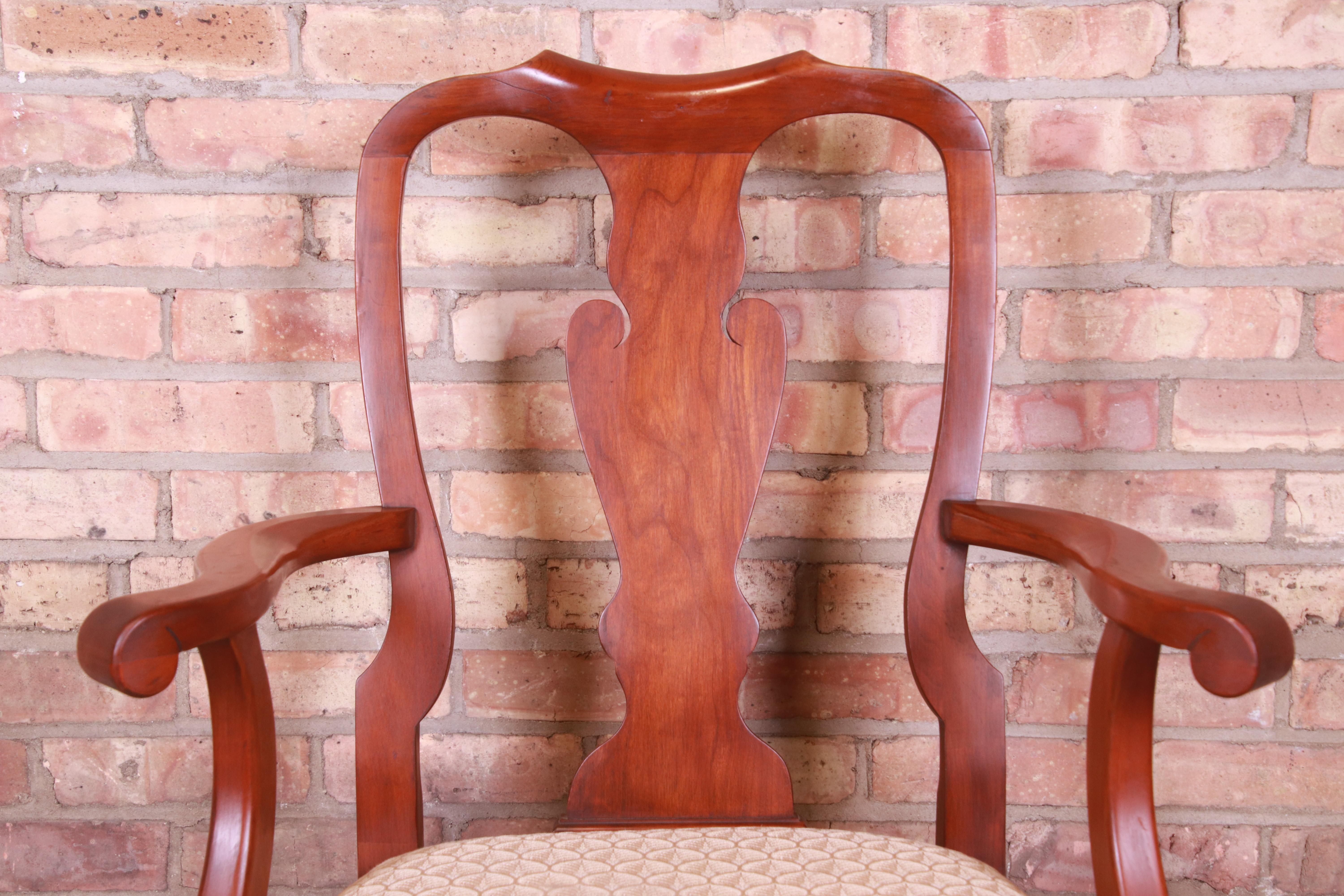 Henkel Harris Queen Anne Cherry Wood Fiddle Back Dining Chairs, Set of Six 9