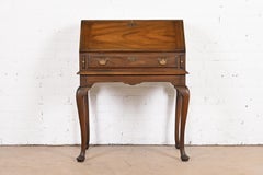 Henkel Harris Queen Anne Lady Astor Solid Mahogany Slant Front Writing Desk