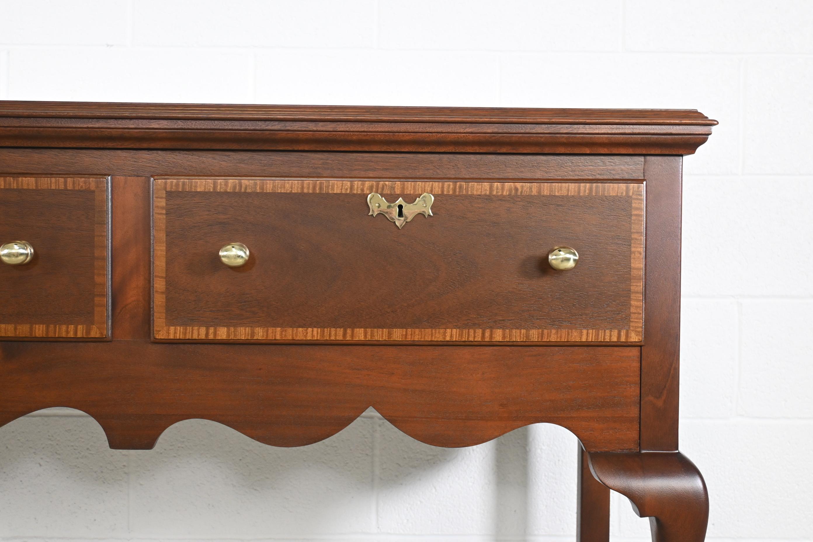 Henkel Harris Queen Anne Mahogany Banded Sideboard Credenza, Newly Refinished For Sale 1