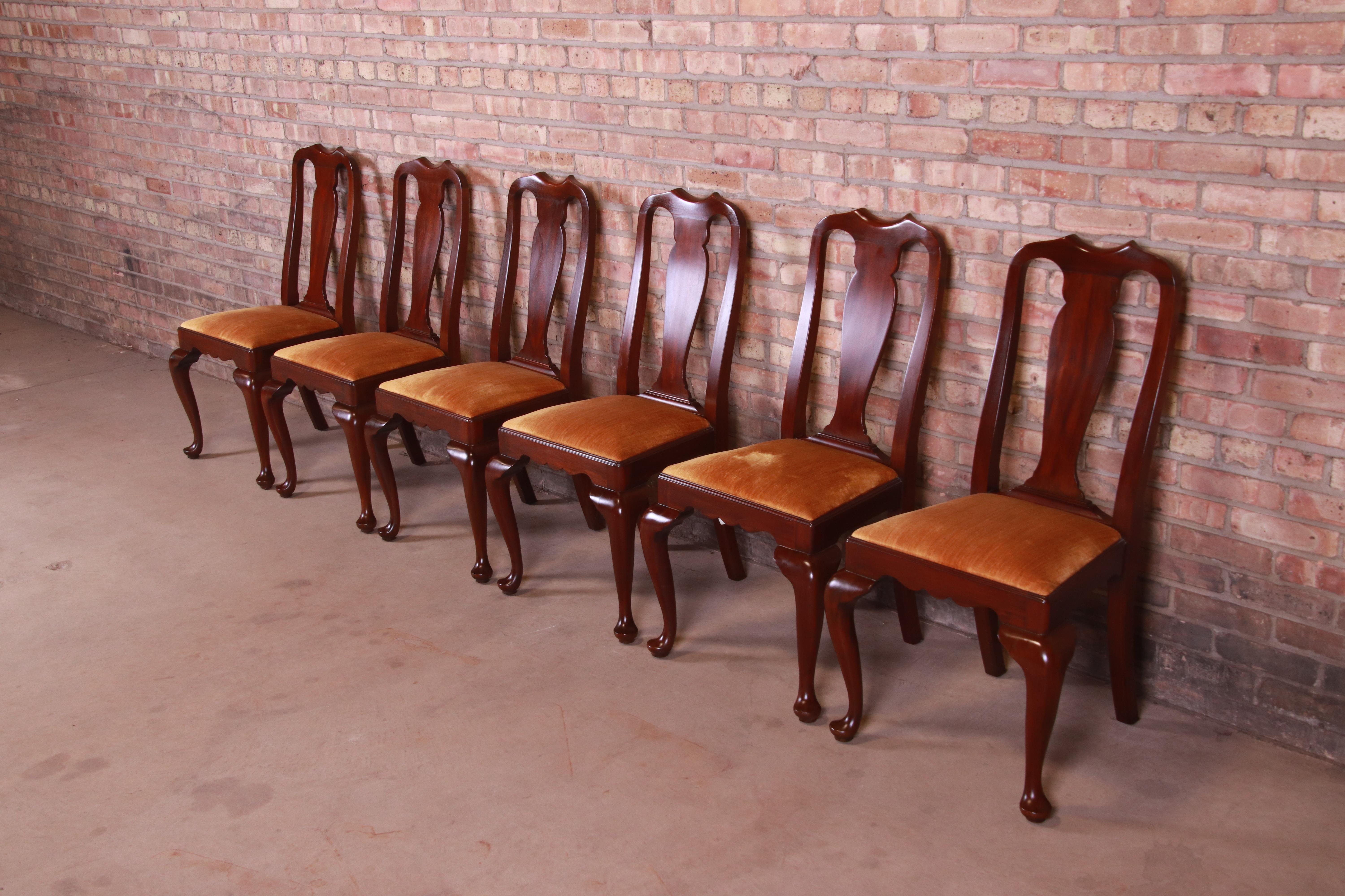 American Henkel Harris Queen Anne Mahogany Dining Chairs, Set of Six