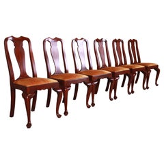 Henkel Harris Queen Anne Mahogany Dining Chairs, Set of Six