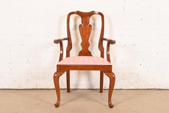 Henkel Harris Queen Anne Solid Cherry Wood Armchair or Dining Captain Chair