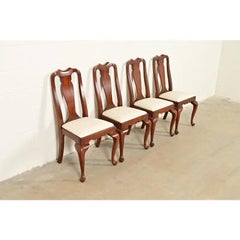 Henkel Harris Queen Anne Solid Cherry Wood Dining Chairs, Set of Four