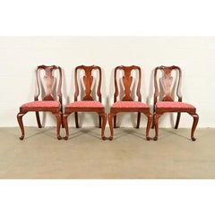 Henkel Harris Queen Anne Solid Cherry Wood Dining Chairs, Set of Four