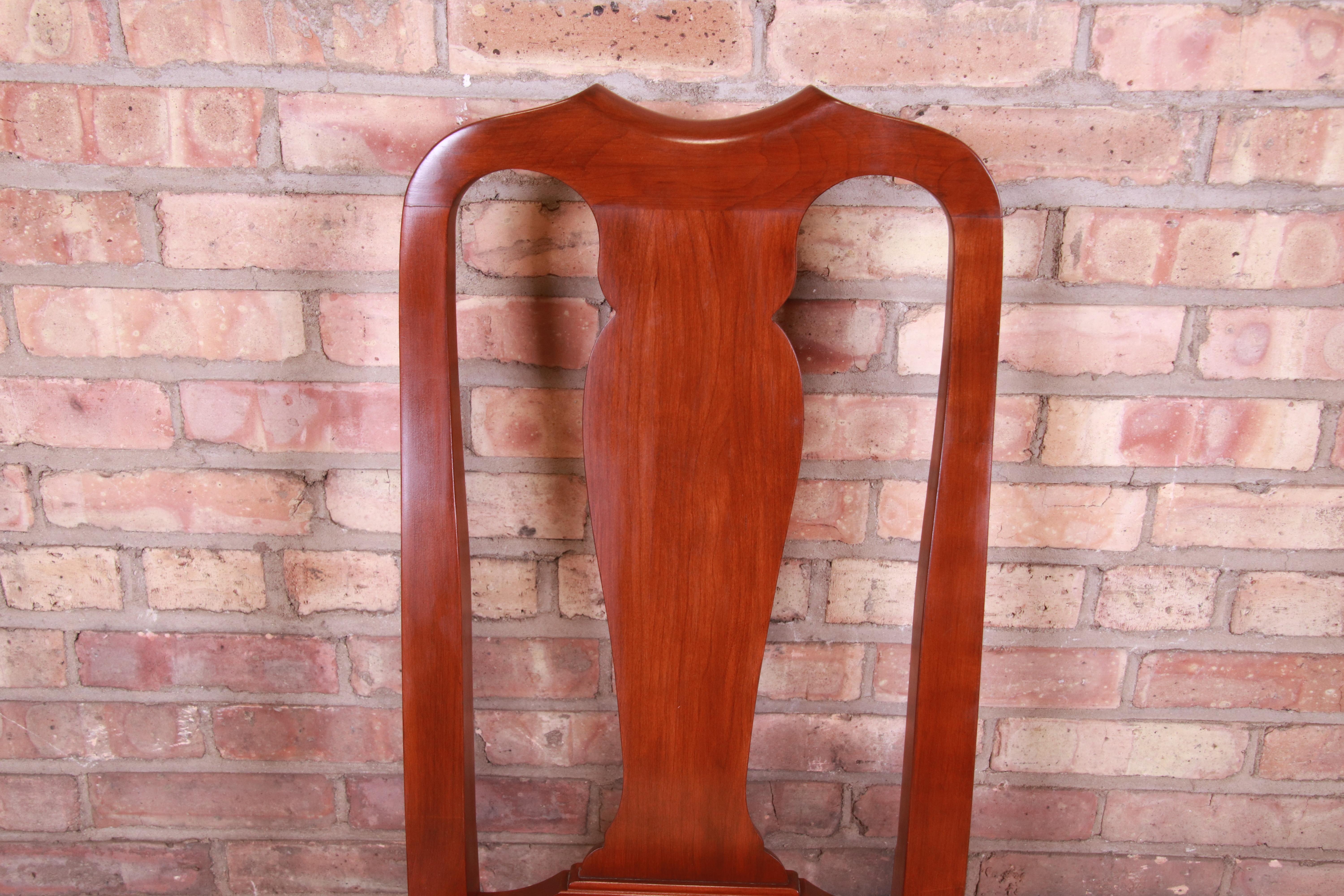 20th Century Henkel Harris Queen Anne Solid Cherry Wood Dining Chairs, Set of Four