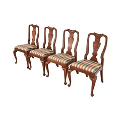 Henkel Harris Queen Anne Solid Cherry Wood Dining Chairs, Set of Four