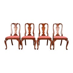 Henkel Harris Queen Anne Solid Cherry Wood Dining Chairs, Set of Four