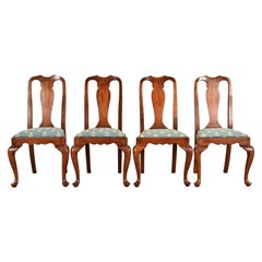 Henkel Harris Queen Anne Solid Cherry Wood Dining Chairs, Set of Four