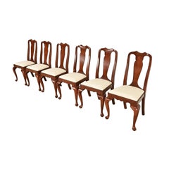 Henkel Harris Queen Anne Solid Cherry Wood Dining Chairs, Set of Six