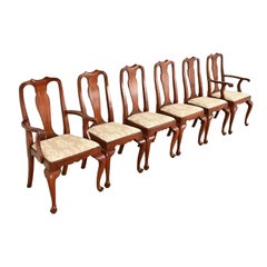 Henkel Harris Queen Anne Solid Cherry Wood Dining Chairs Set of Six