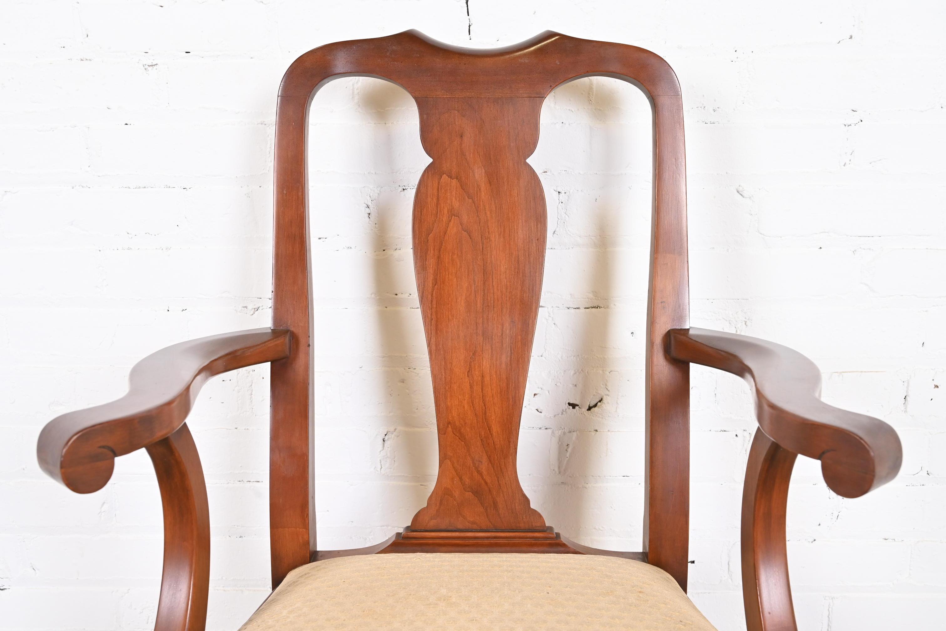 Henkel Harris Queen Anne Solid Cherry Wood Dining Chairs, Set of Ten 8