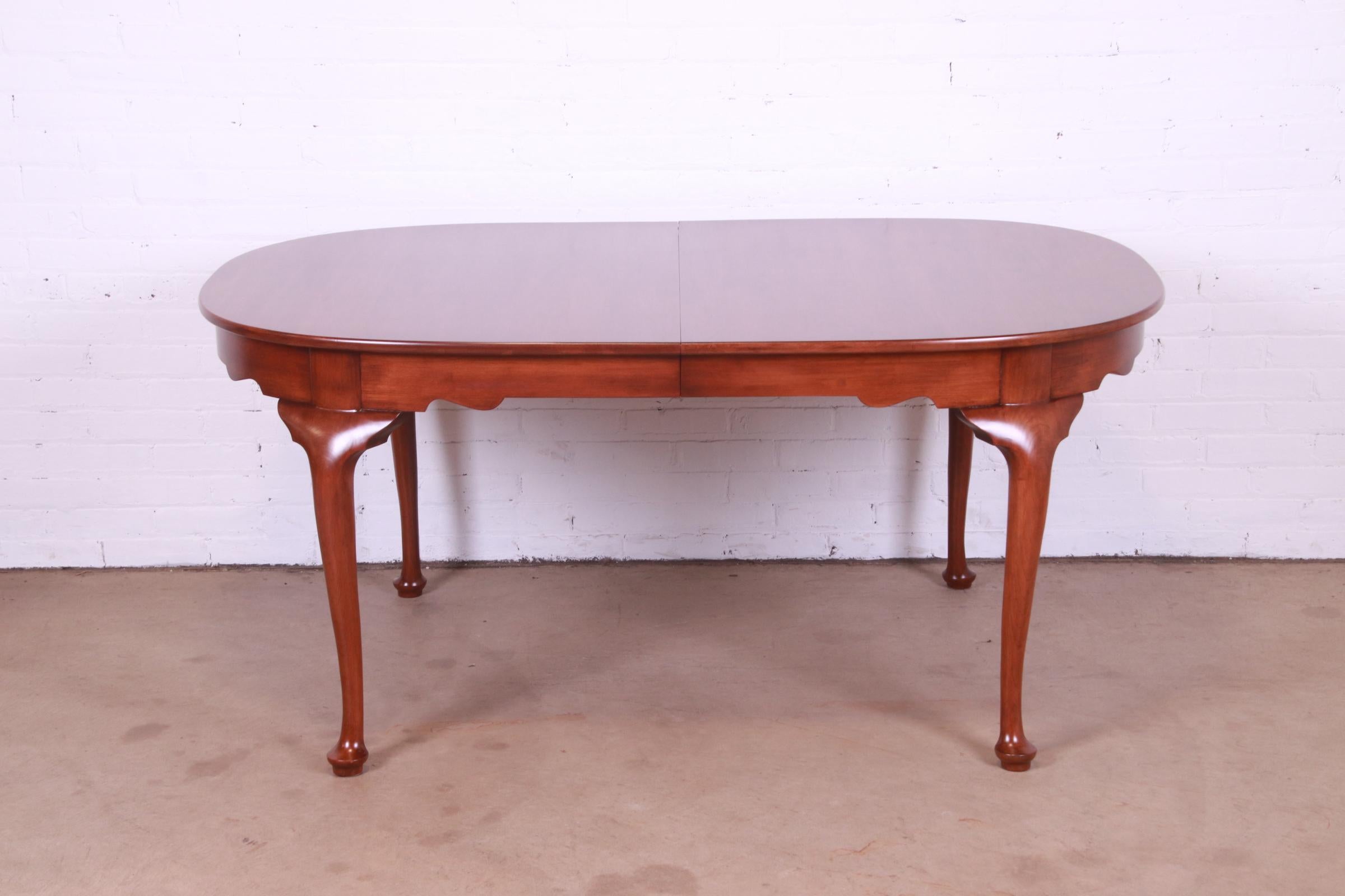 Henkel Harris Queen Anne Solid Cherry Wood Extension Dining Table 6