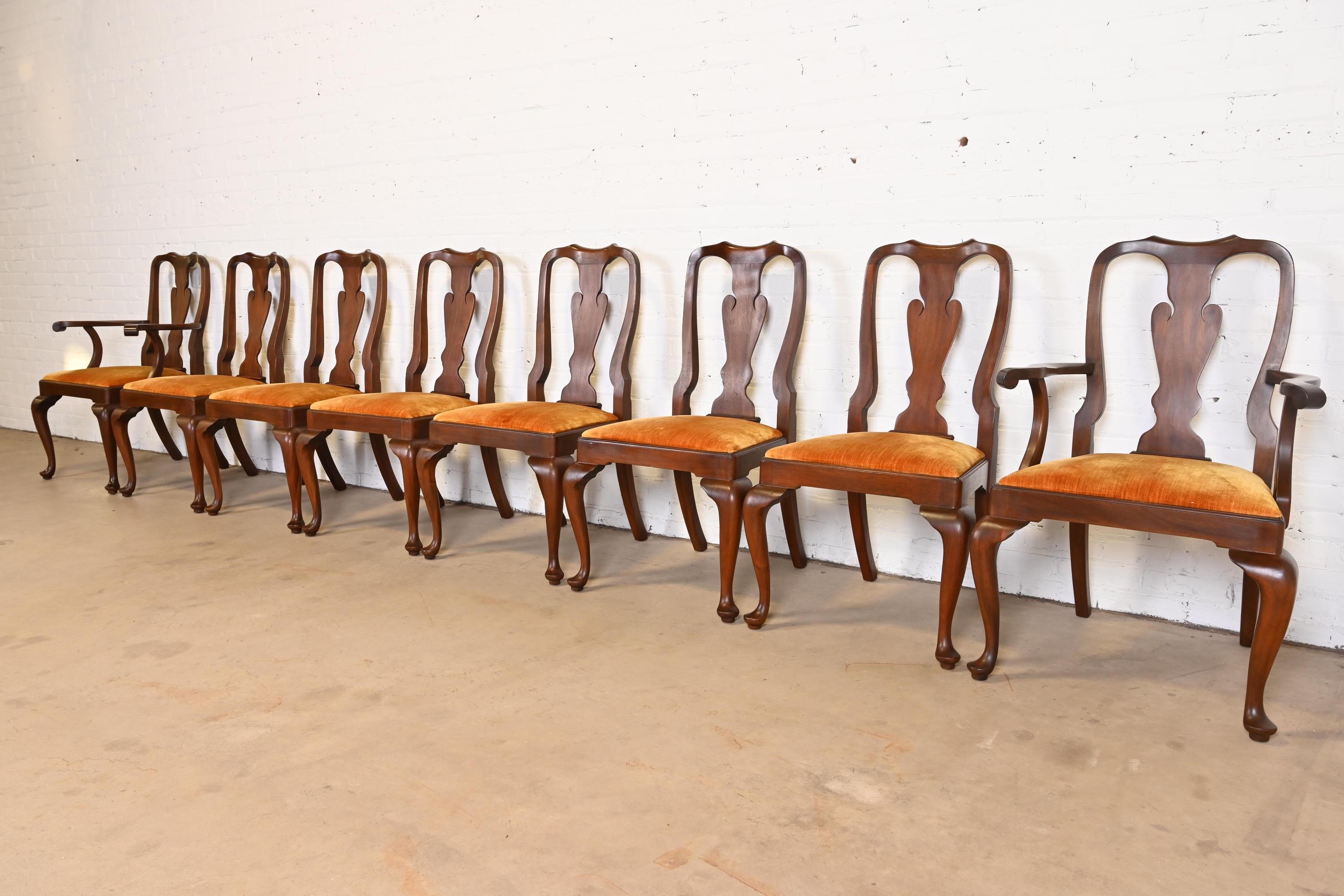 Henkel Harris Queen Anne ensemble de huit chaises de salle à manger en acajou massif en vente 7