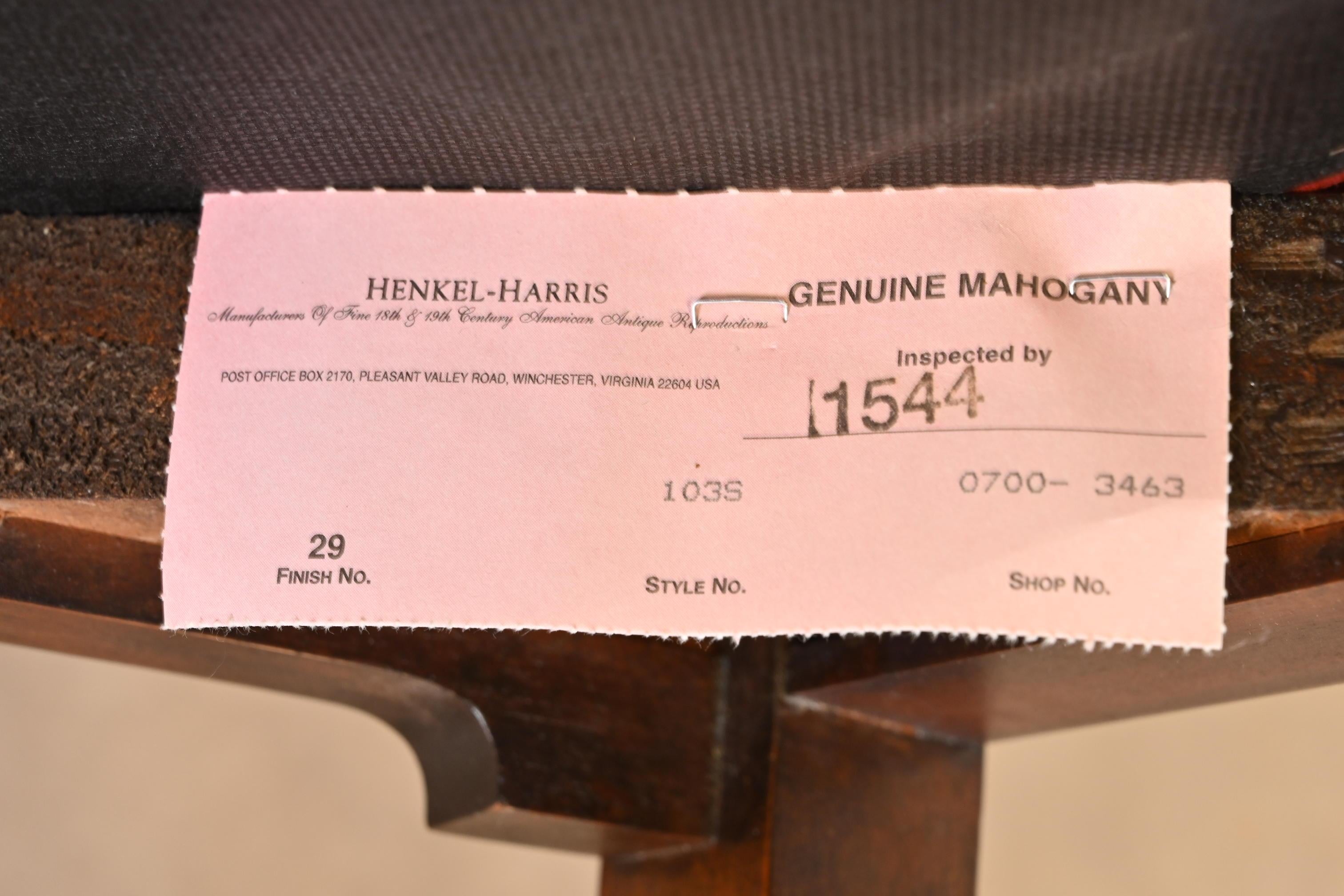 Henkel Harris Queen Anne ensemble de huit chaises de salle à manger en acajou massif en vente 13