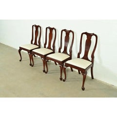 Henkel Harris Queen Anne Solid Mahogany Dining Chairs, Set of Four