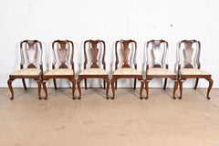 Henkel Harris Queen Anne Solid Mahogany Dining Chairs, Set of Six
