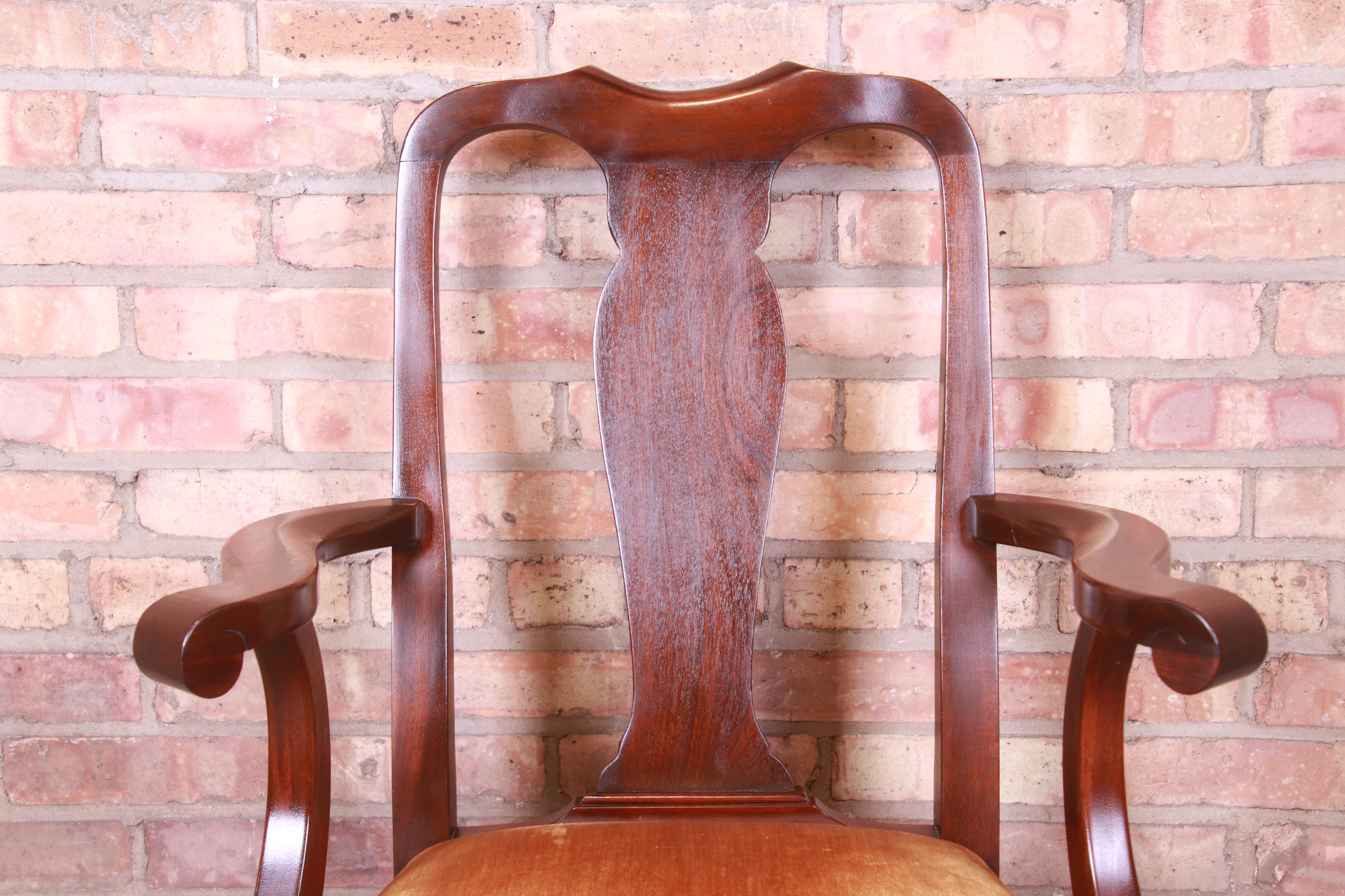 Henkel Harris Queen Anne Solid Mahogany Dining Chairs, Set of Twelve 11