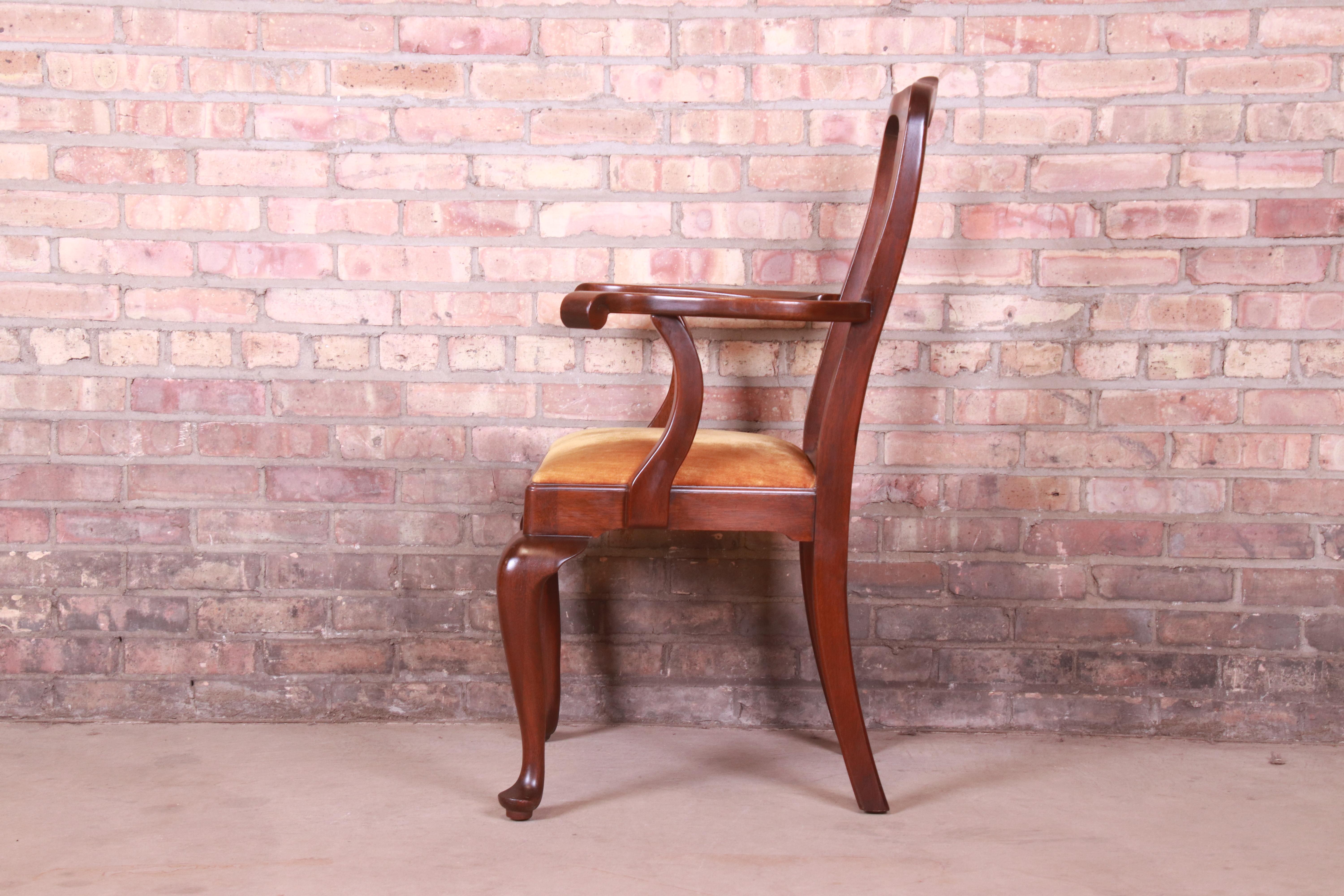 Henkel Harris Queen Anne Solid Mahogany Dining Chairs, Set of Twelve 12
