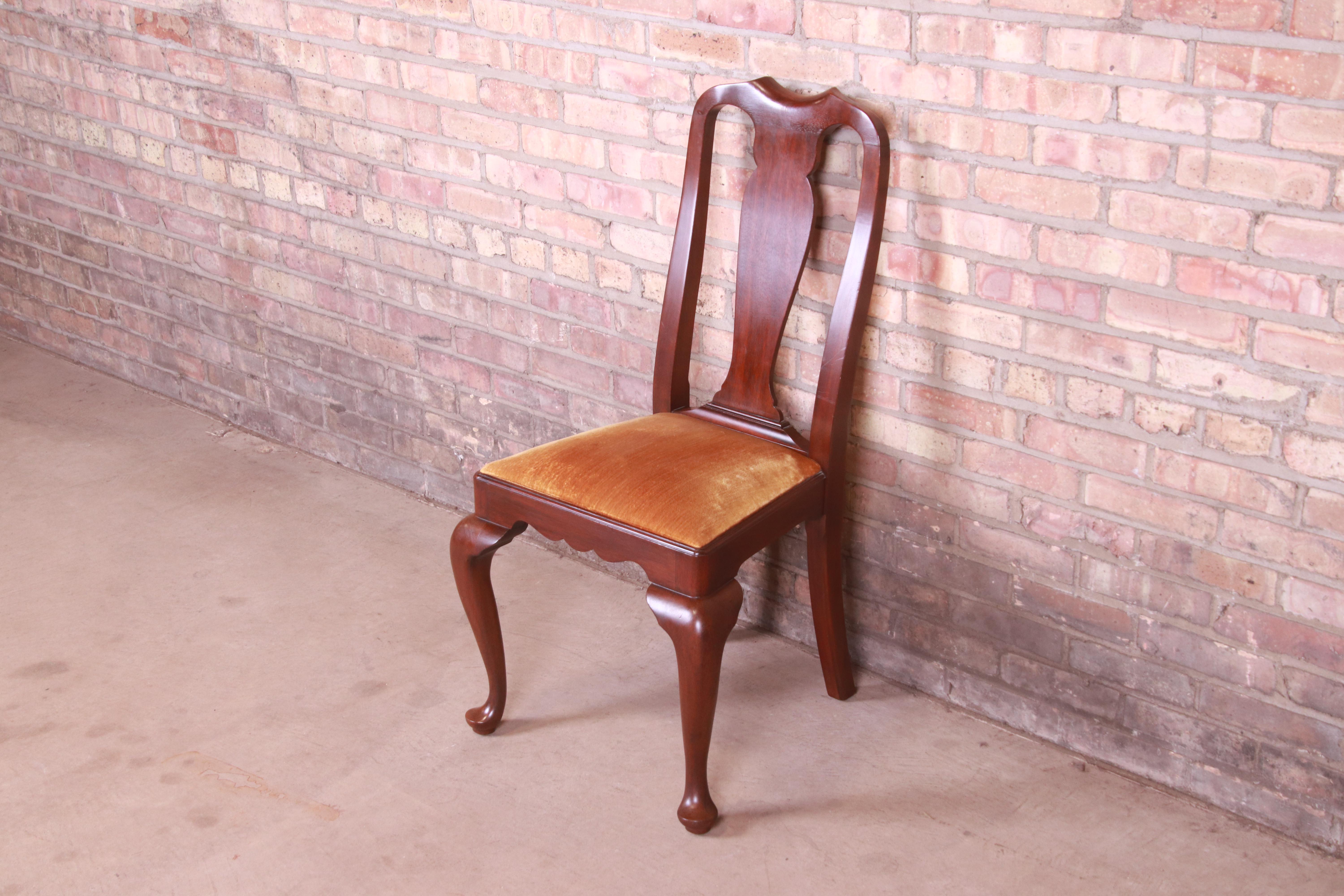 Henkel Harris Queen Anne Solid Mahogany Dining Chairs, Set of Twelve 1