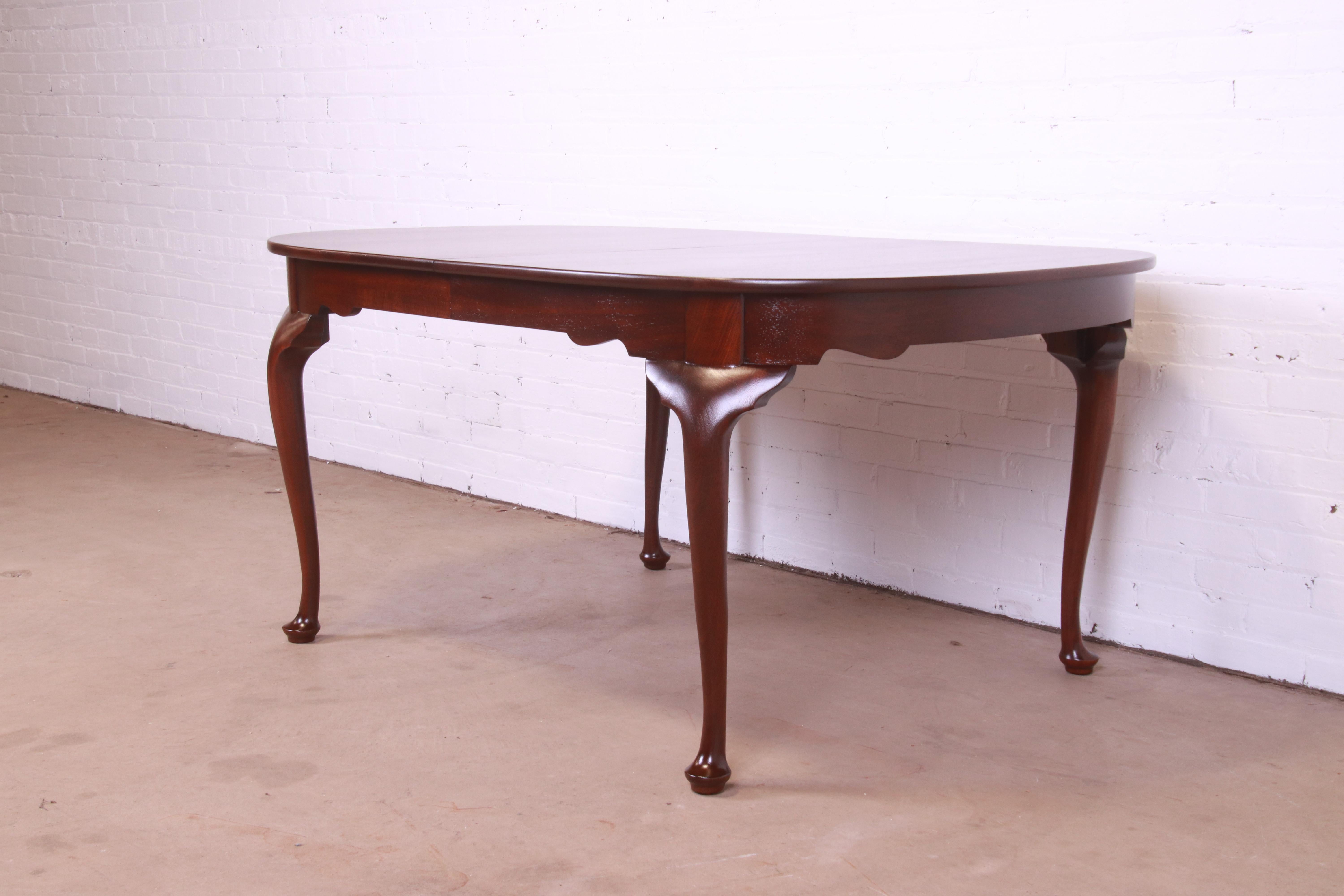 Henkel Harris Queen Anne Solid Mahogany Extension Dining Table, Newly Refinished 8