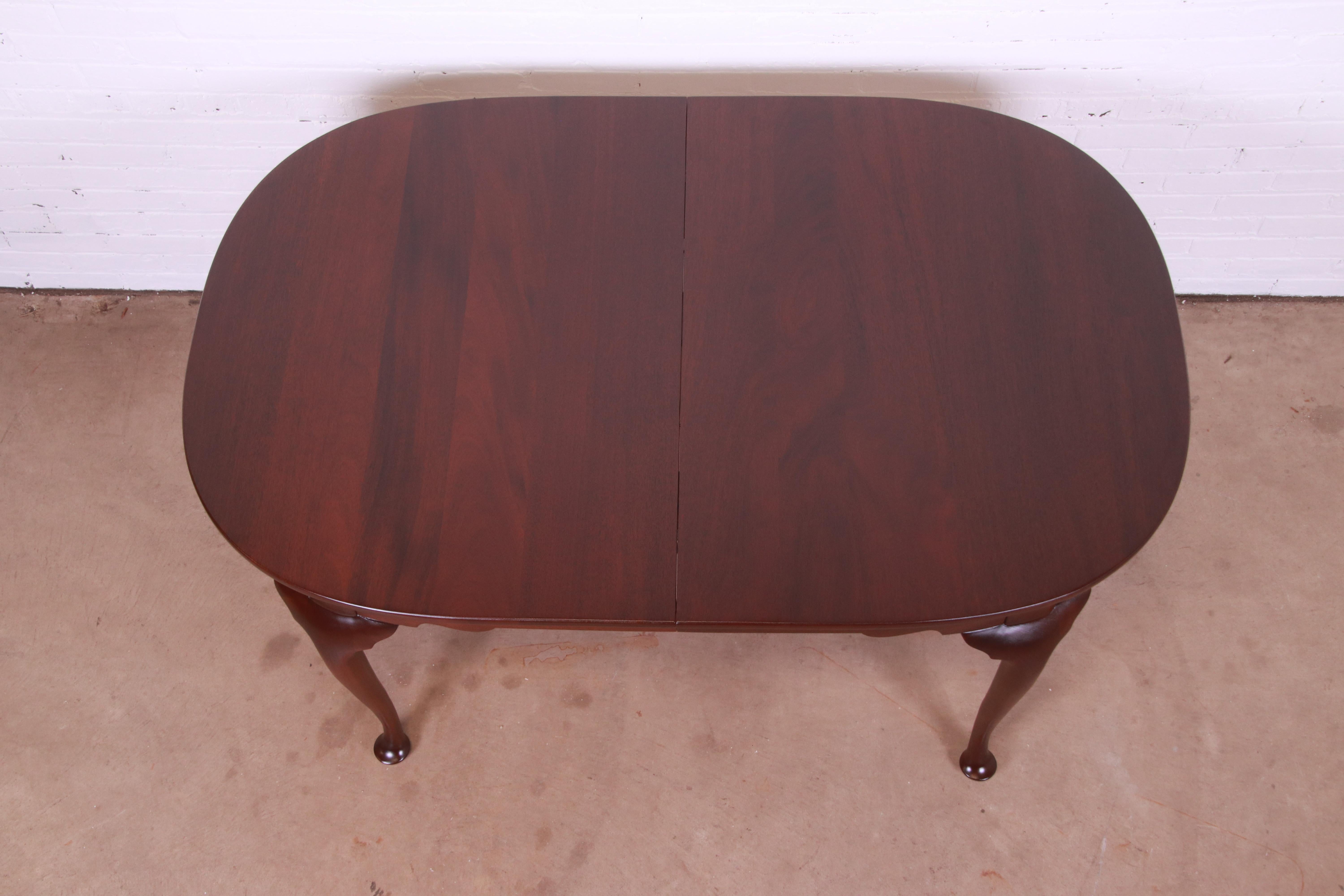 Henkel Harris Queen Anne Solid Mahogany Extension Dining Table, Newly Refinished 12