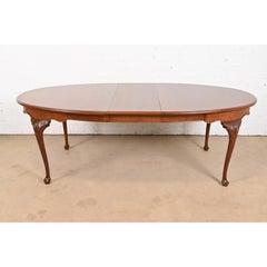 Henkel Harris Queen Anne Solid Mahogany Extension Dining Table, Newly Refinished