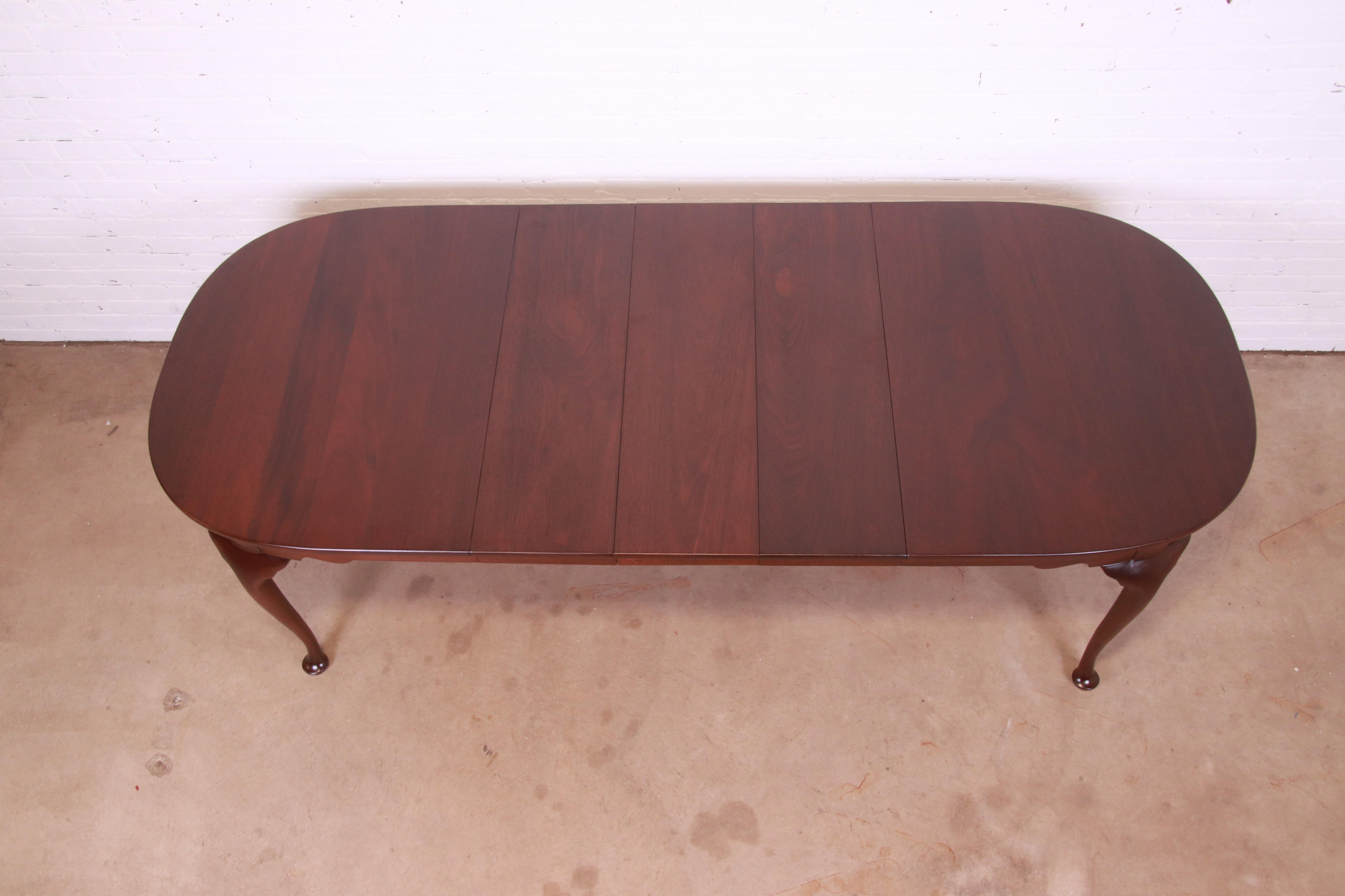 Henkel Harris Queen Anne Solid Mahogany Extension Dining Table, Newly Refinished 1