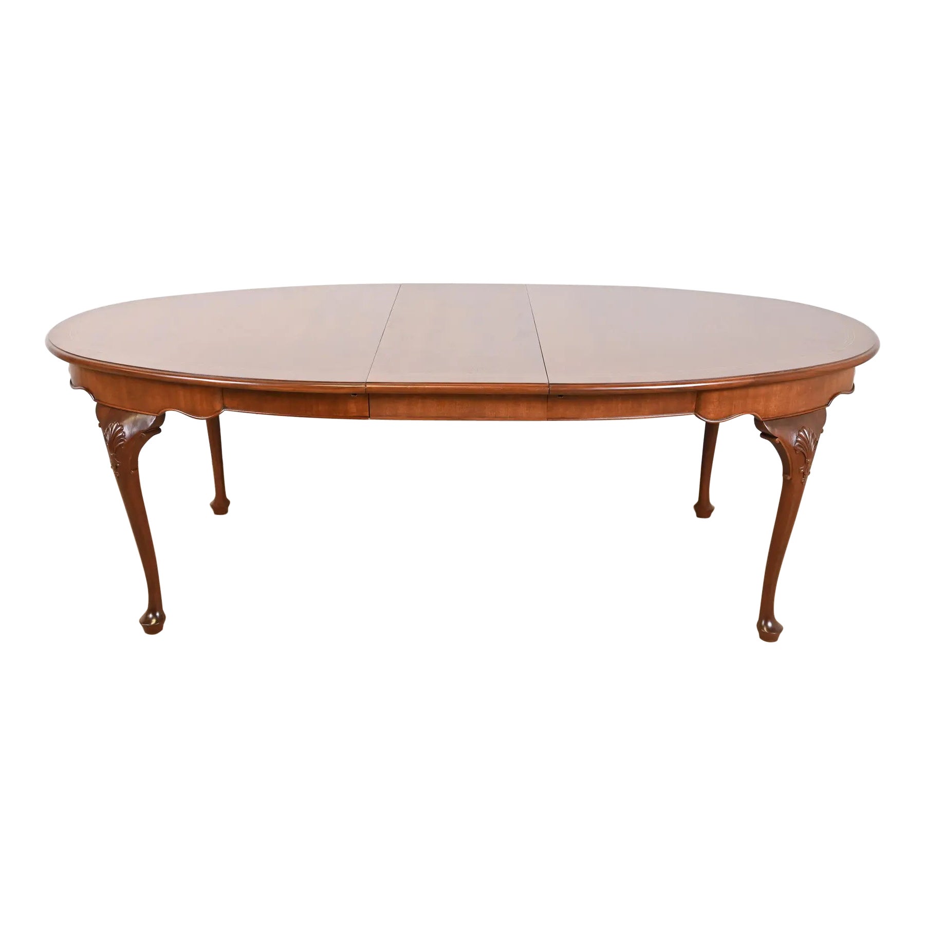 Henkel Harris Queen Anne Solid Mahogany Extension Dining Table, Newly Refinished