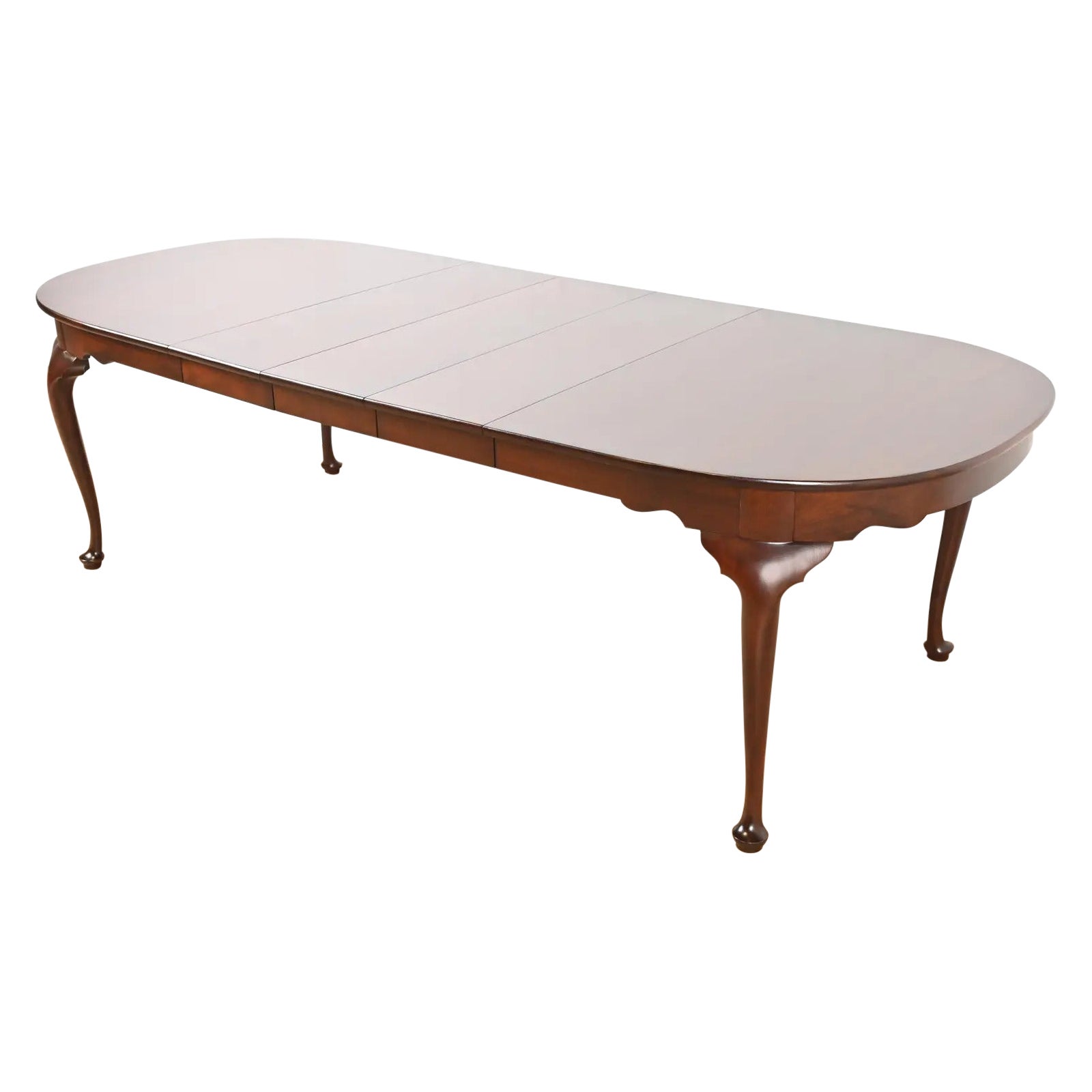 Henkel Harris Queen Anne Solid Mahogany Extension Dining Table, Newly Refinished For Sale