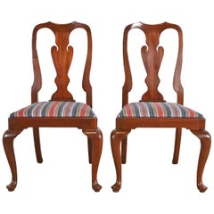 Henkel Harris Queen Anne Solid Mahogany Side Chairs or Dining Chairs, Pair