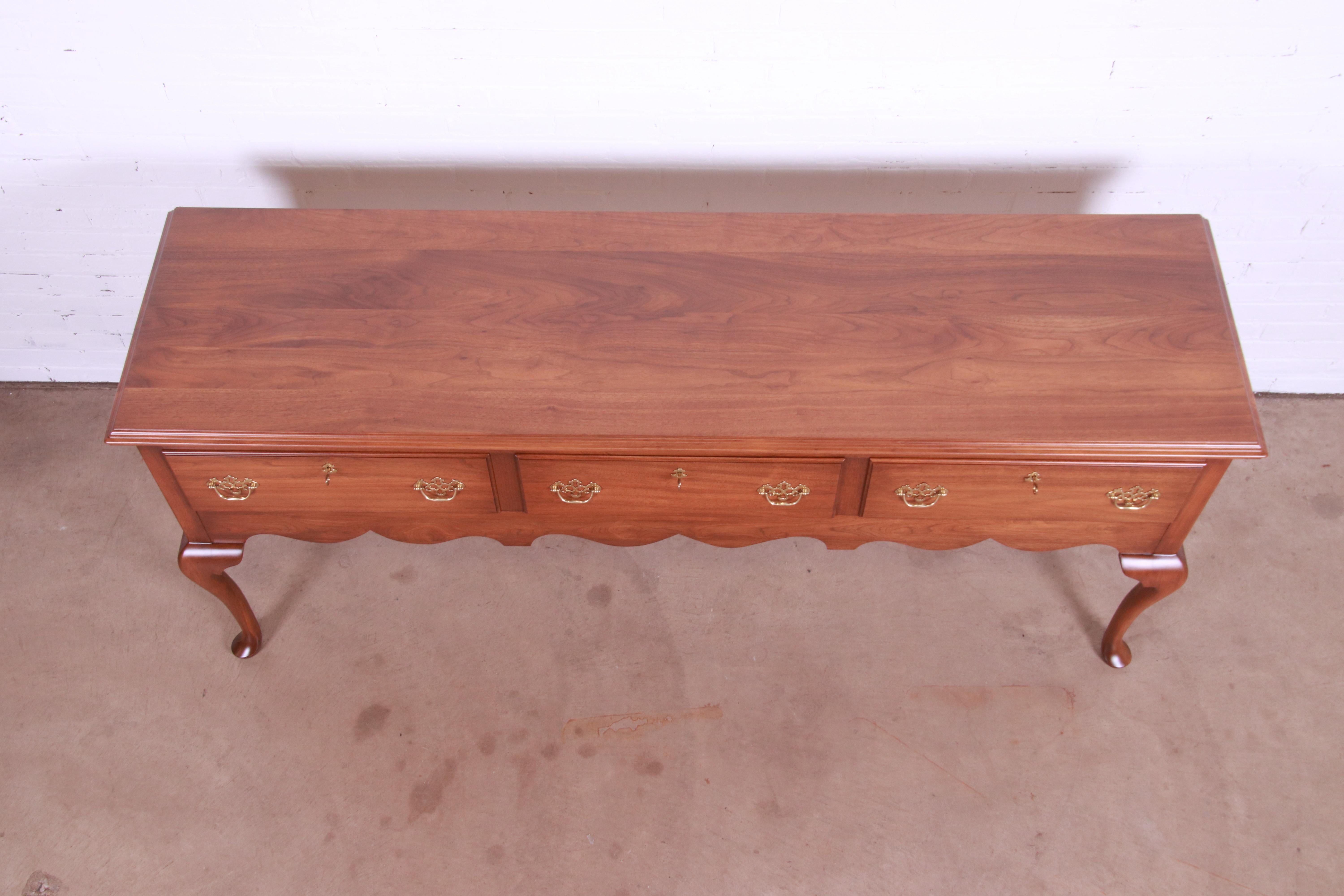 Henkel Harris Queen Anne Solid Walnut Sideboard Credenza, Newly Refinished For Sale 5