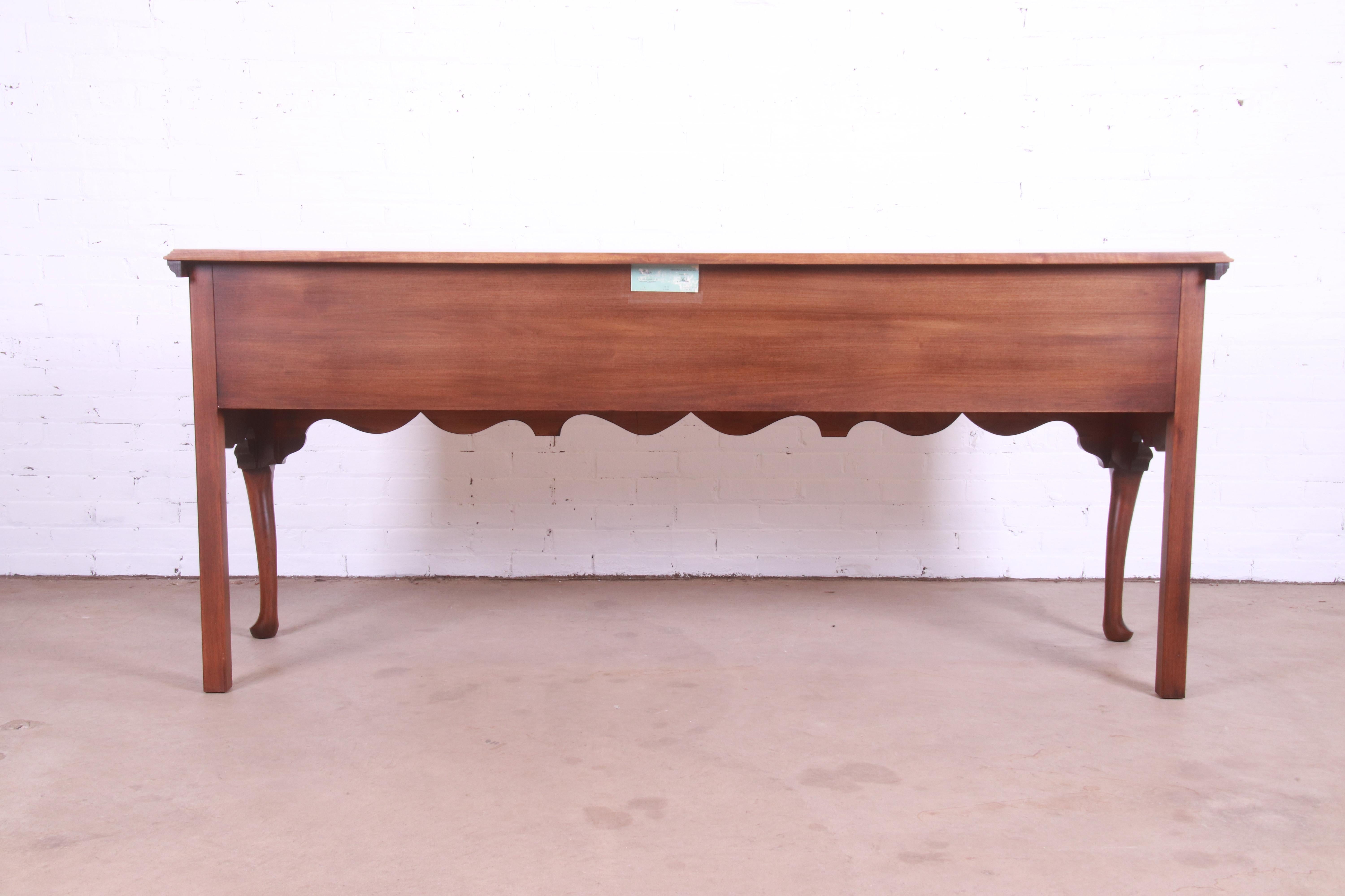 Henkel Harris Queen Anne Solid Walnut Sideboard Credenza, Newly Refinished For Sale 9