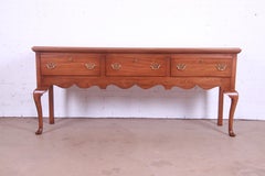 Henkel Harris Queen Anne Solid Walnut Sideboard Credenza, Newly Refinished
