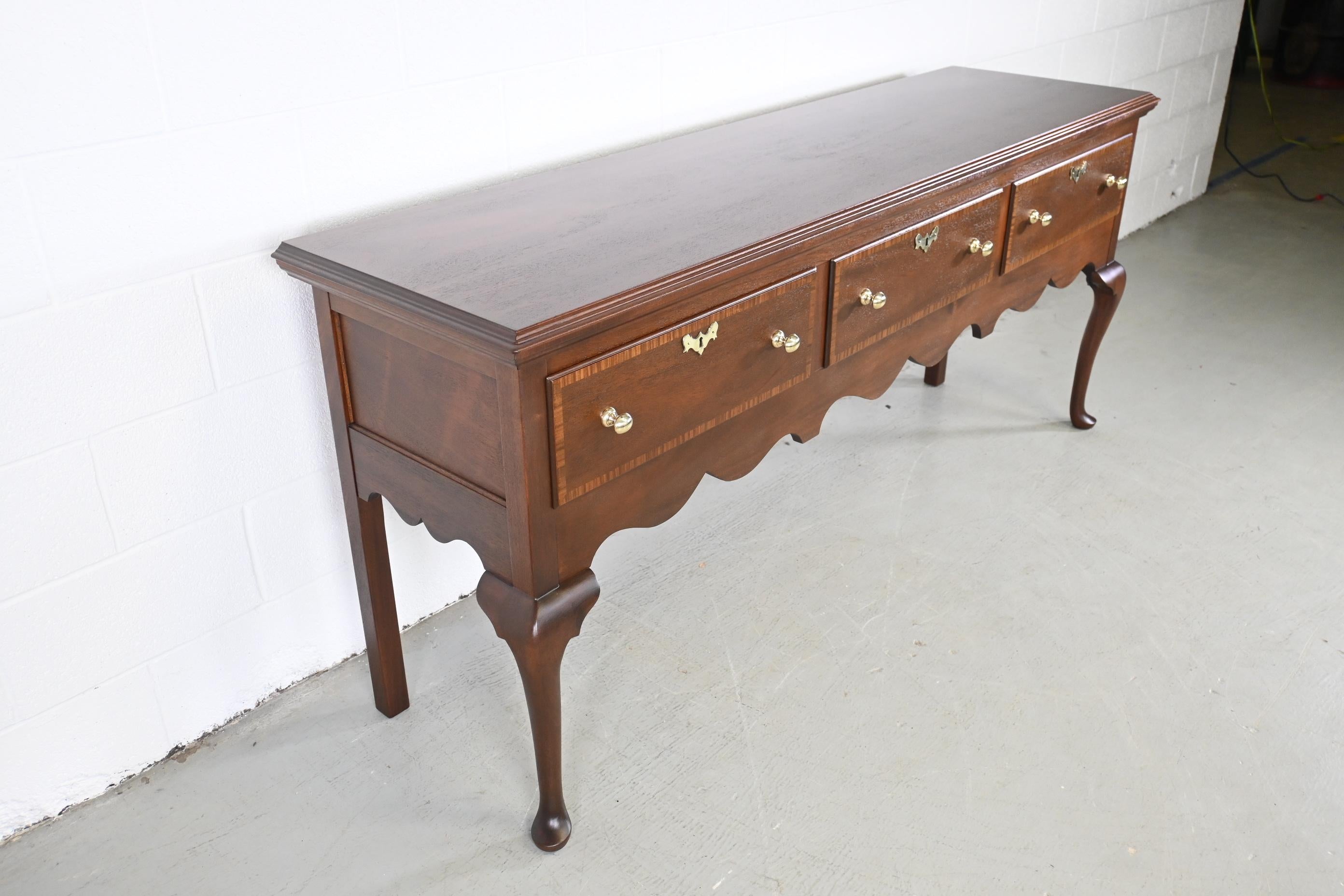 American Henkel Harris Queen Anne Mahogany Banded Sideboard Credenza, Newly Refinished For Sale