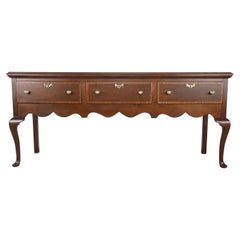 Henkel Harris Queen Anne Mahogany Banded Sideboard Credenza, Newly Refinished